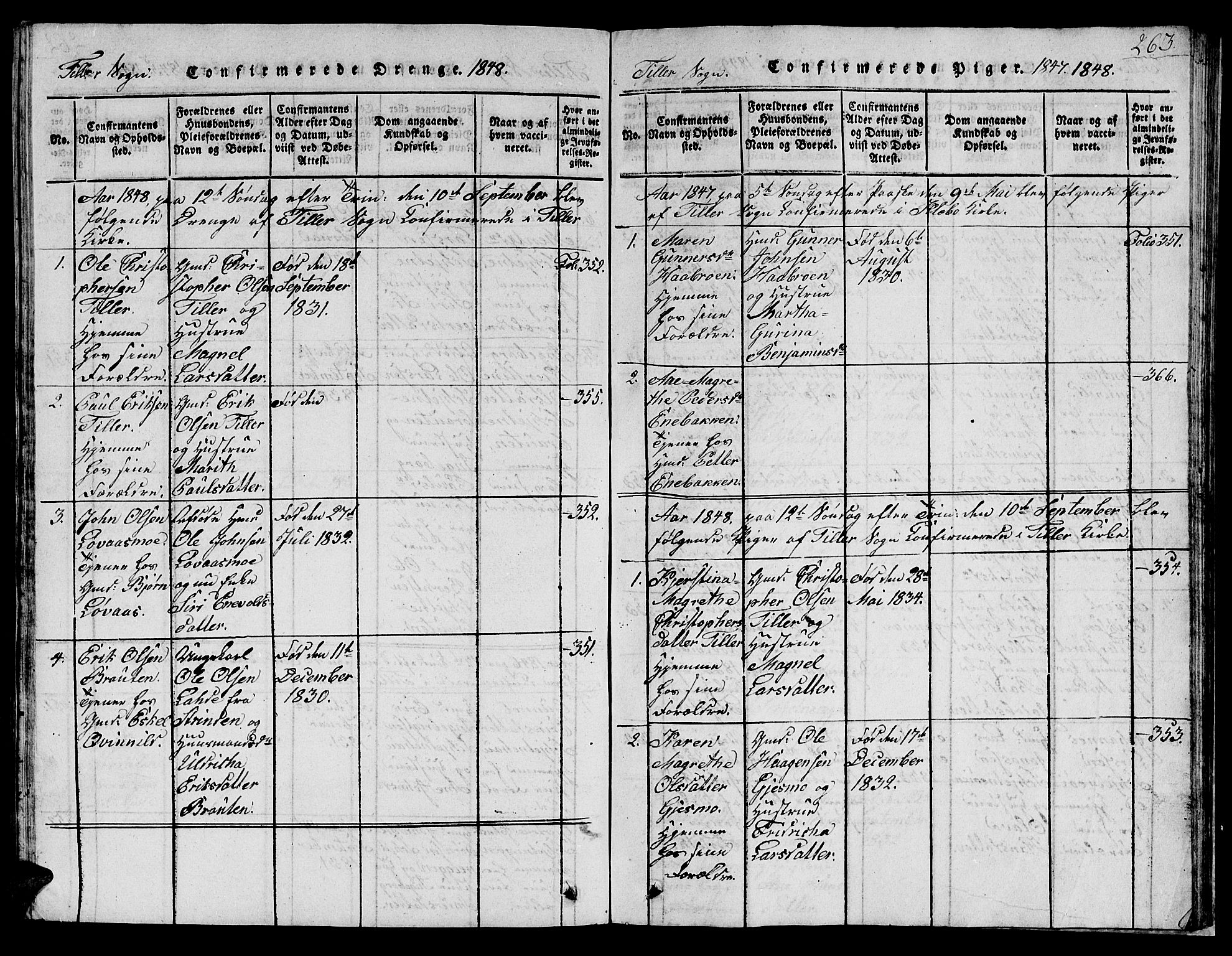 Ministerialprotokoller, klokkerbøker og fødselsregistre - Sør-Trøndelag, SAT/A-1456/621/L0458: Parish register (copy) no. 621C01, 1816-1865, p. 263