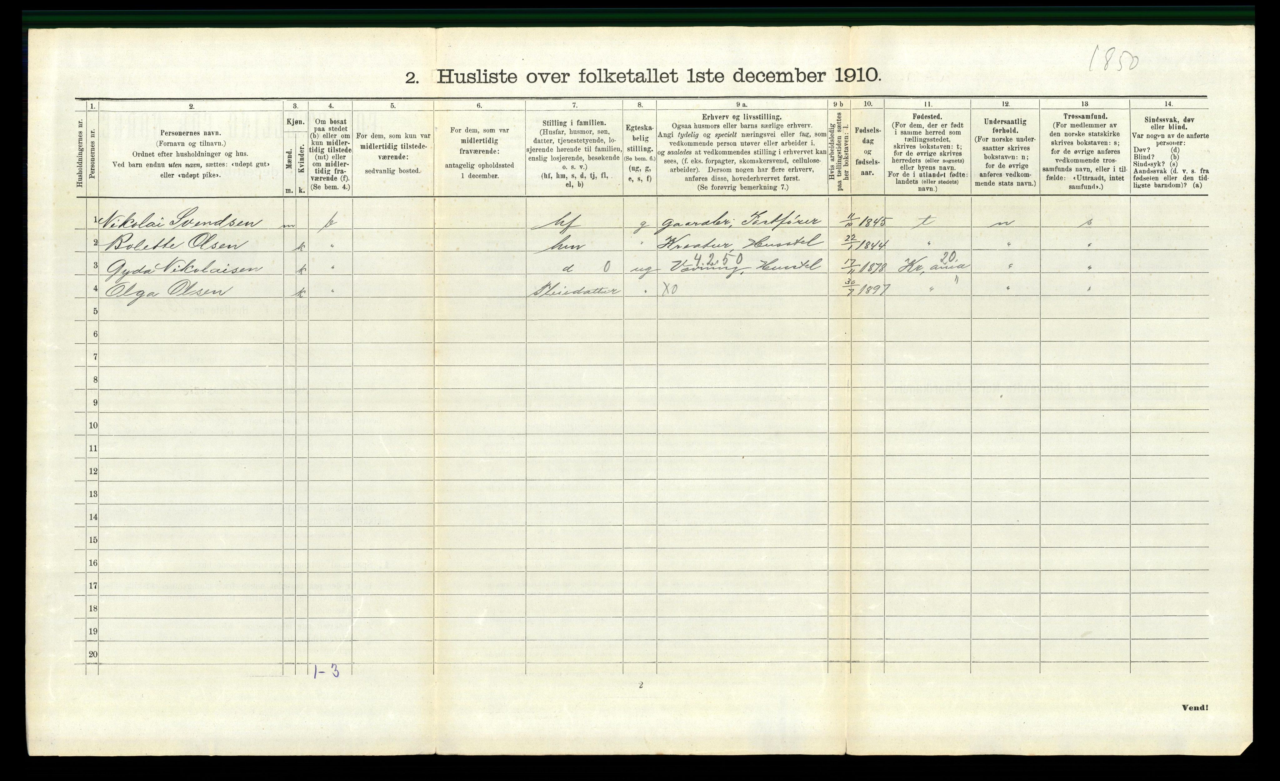 RA, 1910 census for Frogn, 1910, p. 285