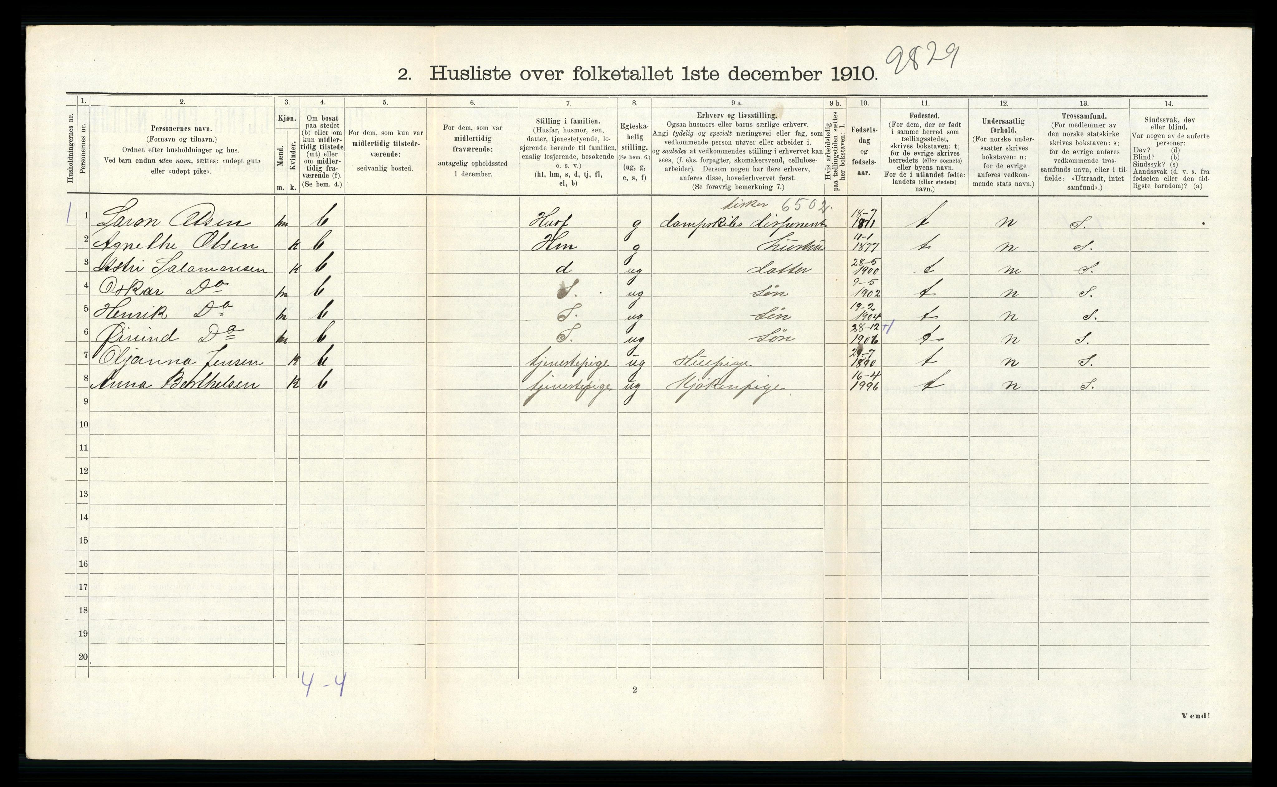 RA, 1910 census for Kinn, 1910, p. 519