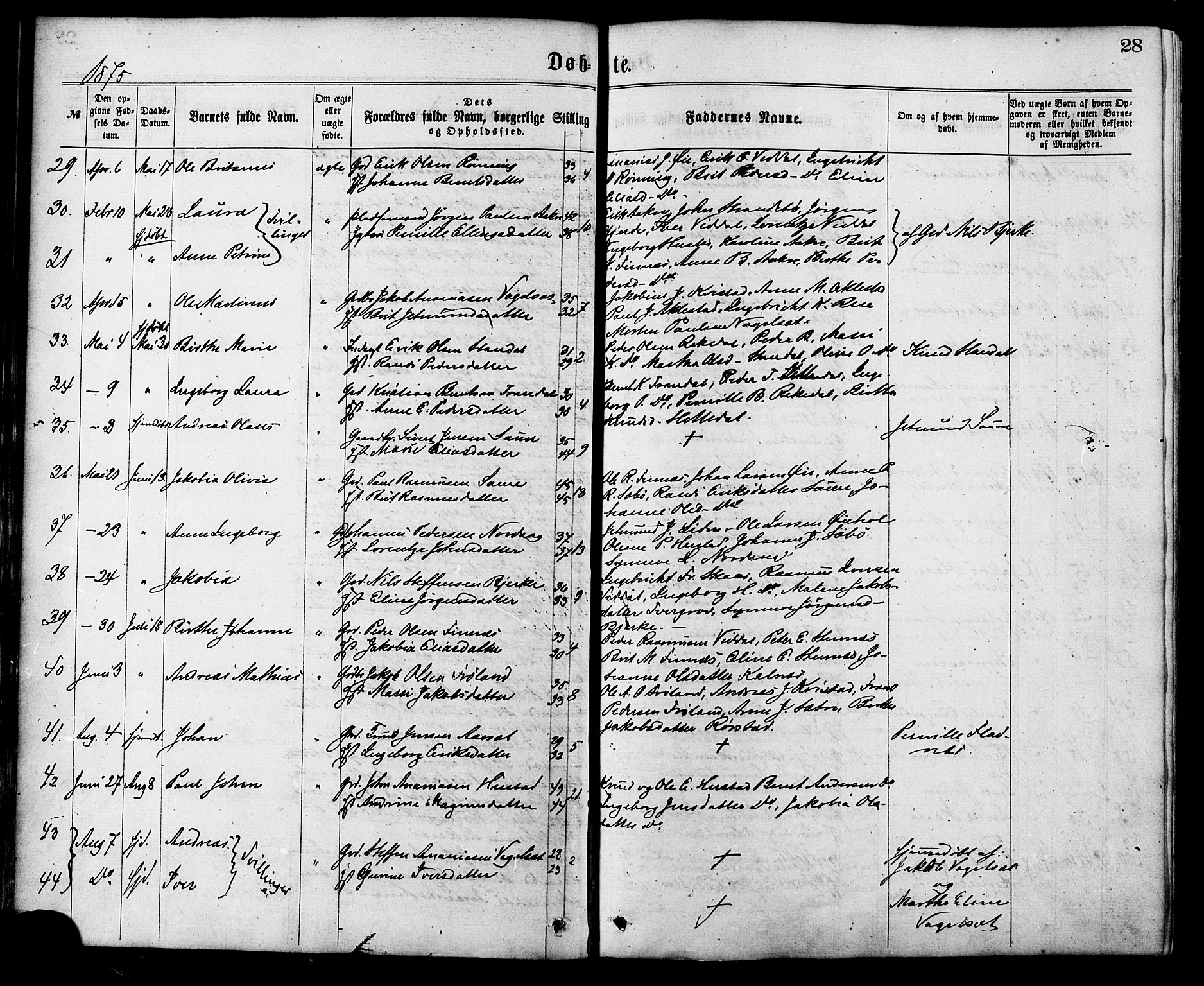 Ministerialprotokoller, klokkerbøker og fødselsregistre - Møre og Romsdal, SAT/A-1454/515/L0210: Parish register (official) no. 515A06, 1868-1885, p. 28