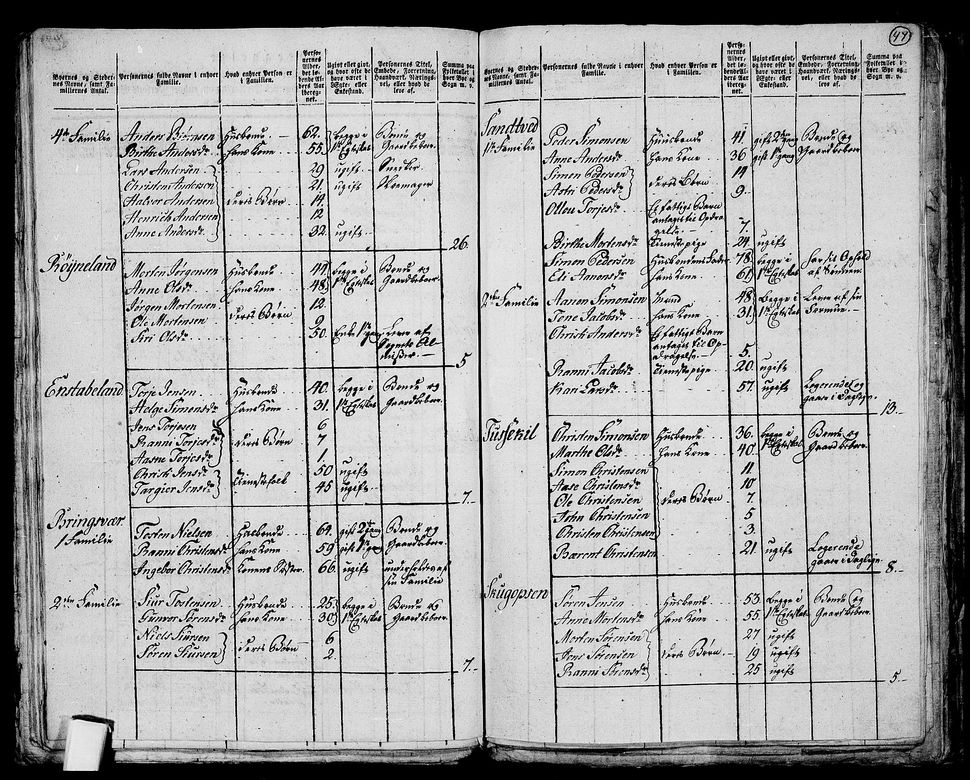 RA, 1801 census for 1012P Oddernes, 1801, p. 46b-47a