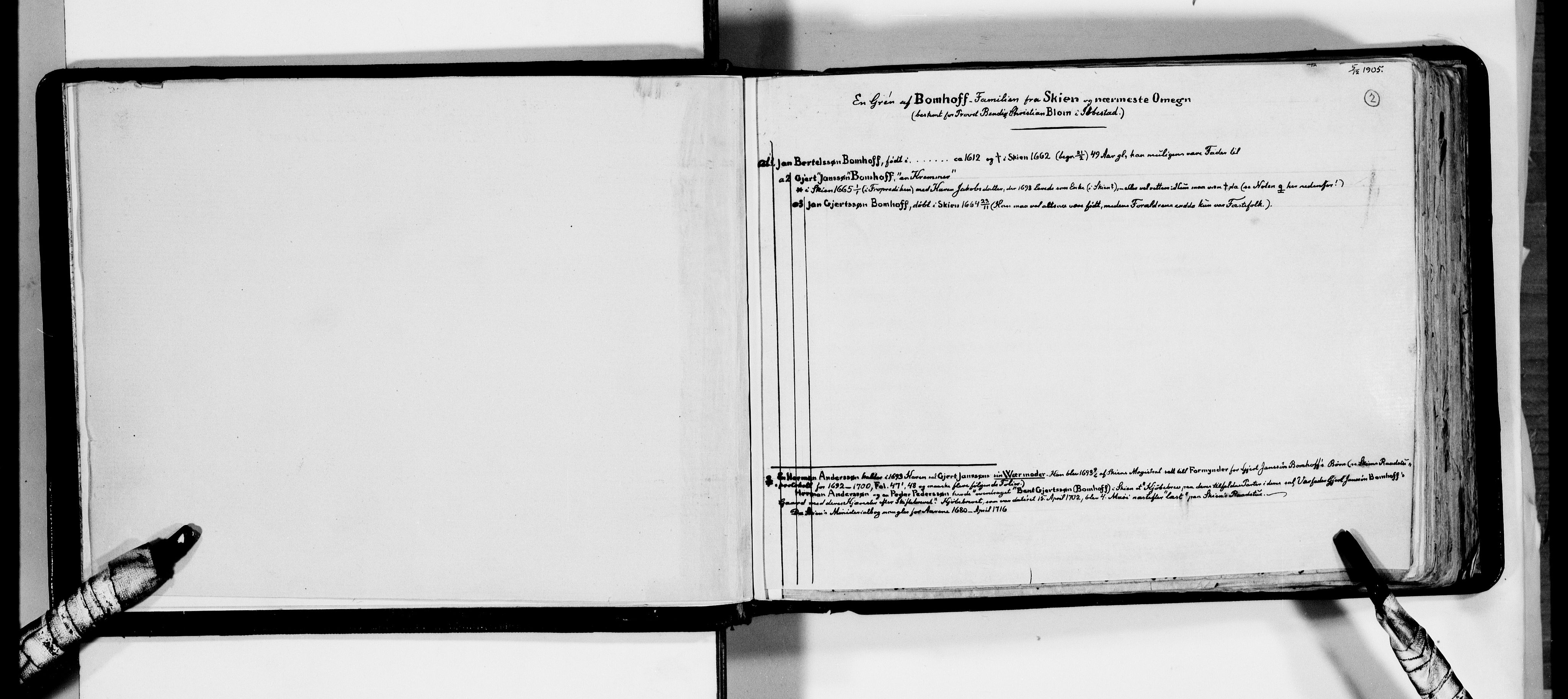 Lassens samlinger, AV/RA-PA-0051/F/Fa/L0007: Personalhistoriske og genealogiske opptegnelser: Bomand - Brodahl, 1500-1907