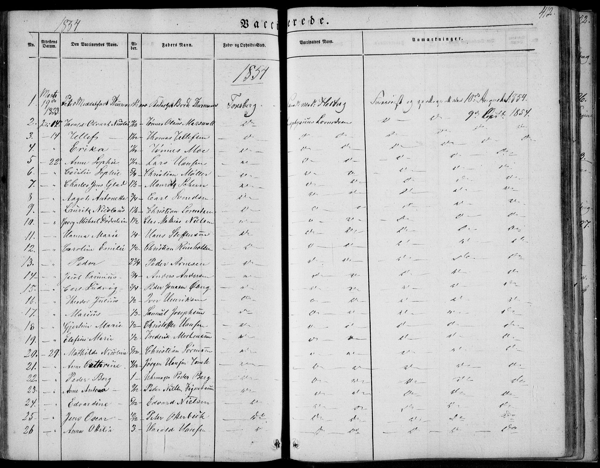 Tønsberg kirkebøker, AV/SAKO-A-330/F/Fa/L0007: Parish register (official) no. I 7, 1845-1854, p. 412