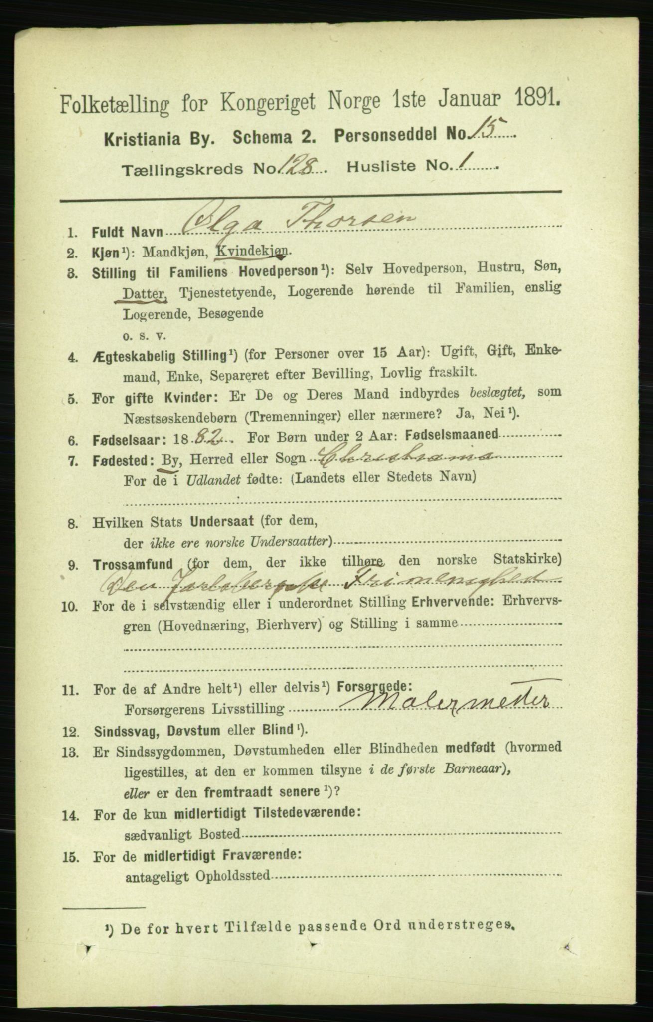 RA, 1891 census for 0301 Kristiania, 1891, p. 68600
