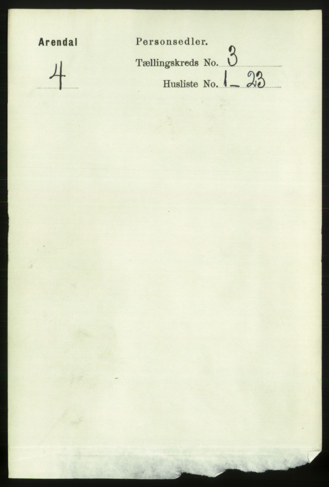 RA, 1891 census for 0903 Arendal, 1891, p. 1437