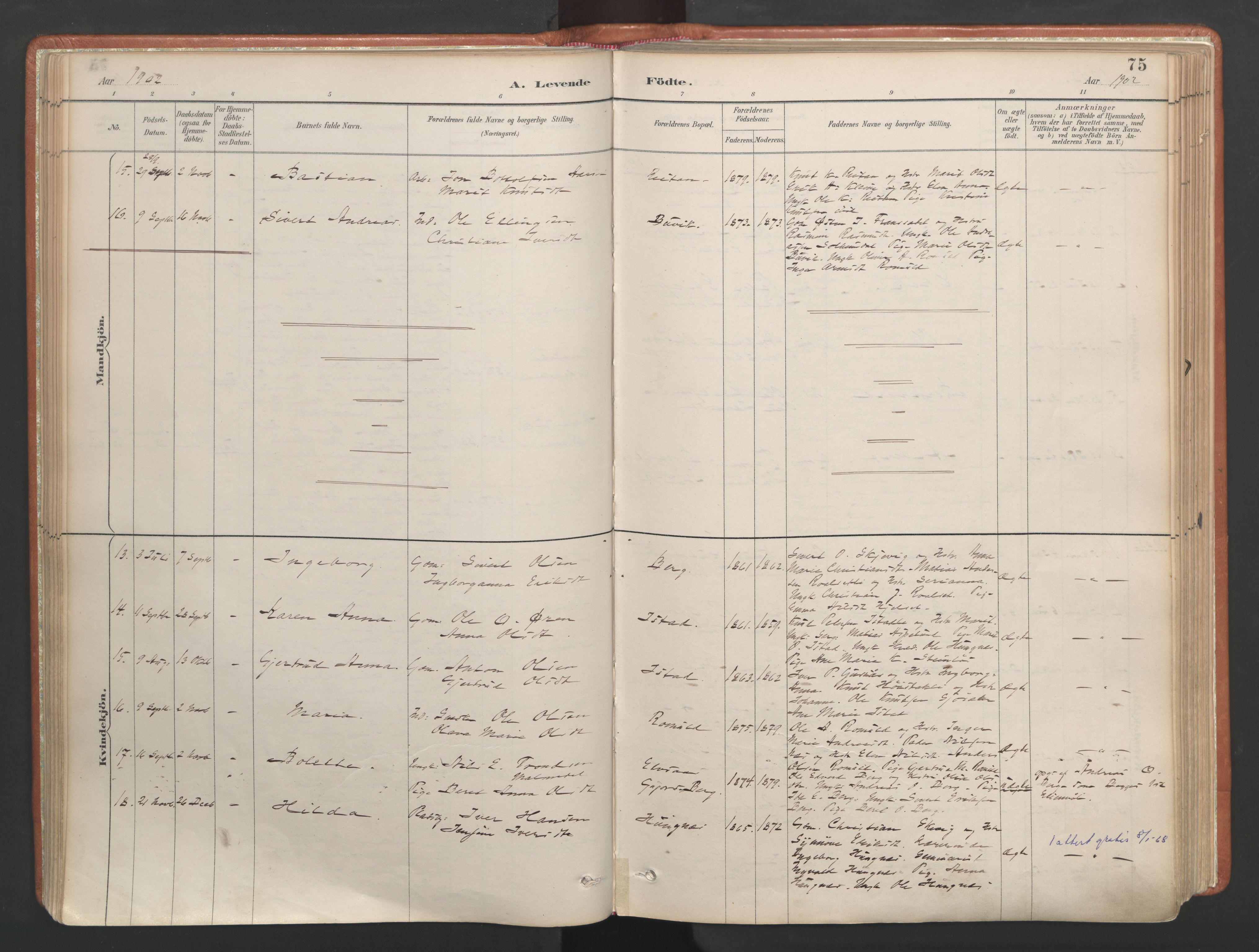 Ministerialprotokoller, klokkerbøker og fødselsregistre - Møre og Romsdal, AV/SAT-A-1454/557/L0682: Parish register (official) no. 557A04, 1887-1970, p. 75