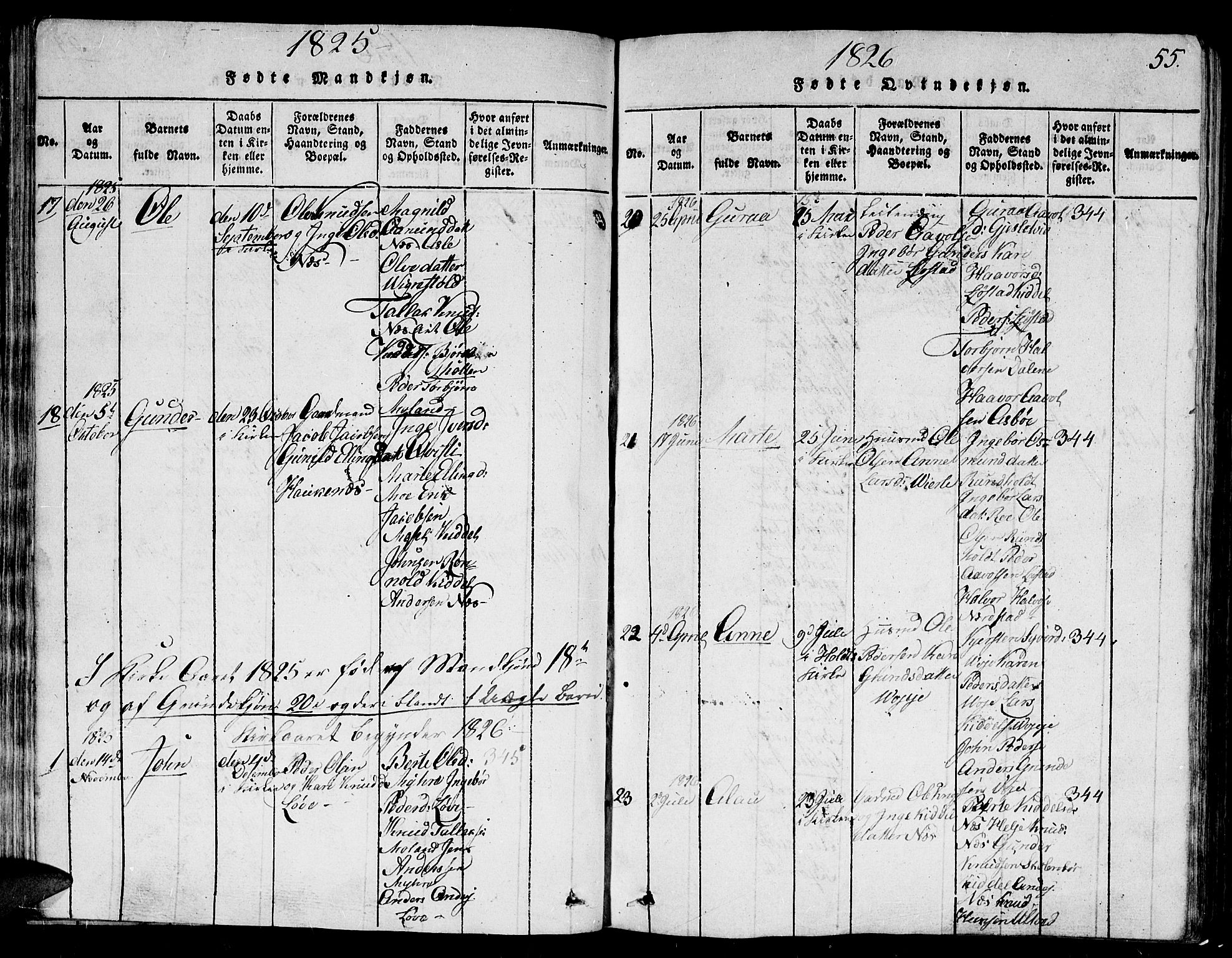 Gjerstad sokneprestkontor, AV/SAK-1111-0014/F/Fb/Fbb/L0001: Parish register (copy) no. B 1, 1813-1863, p. 55