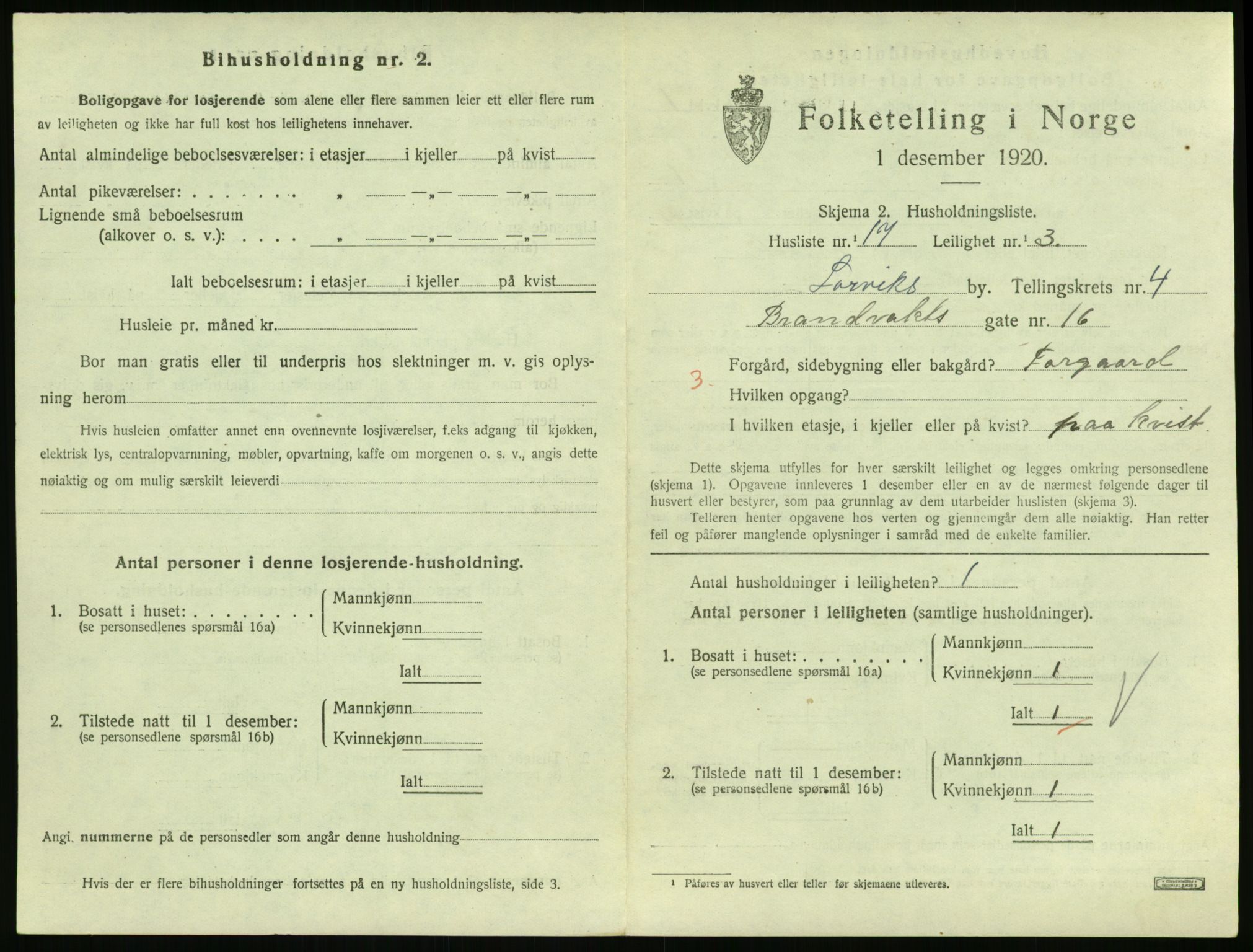 SAKO, 1920 census for Larvik, 1920, p. 4234