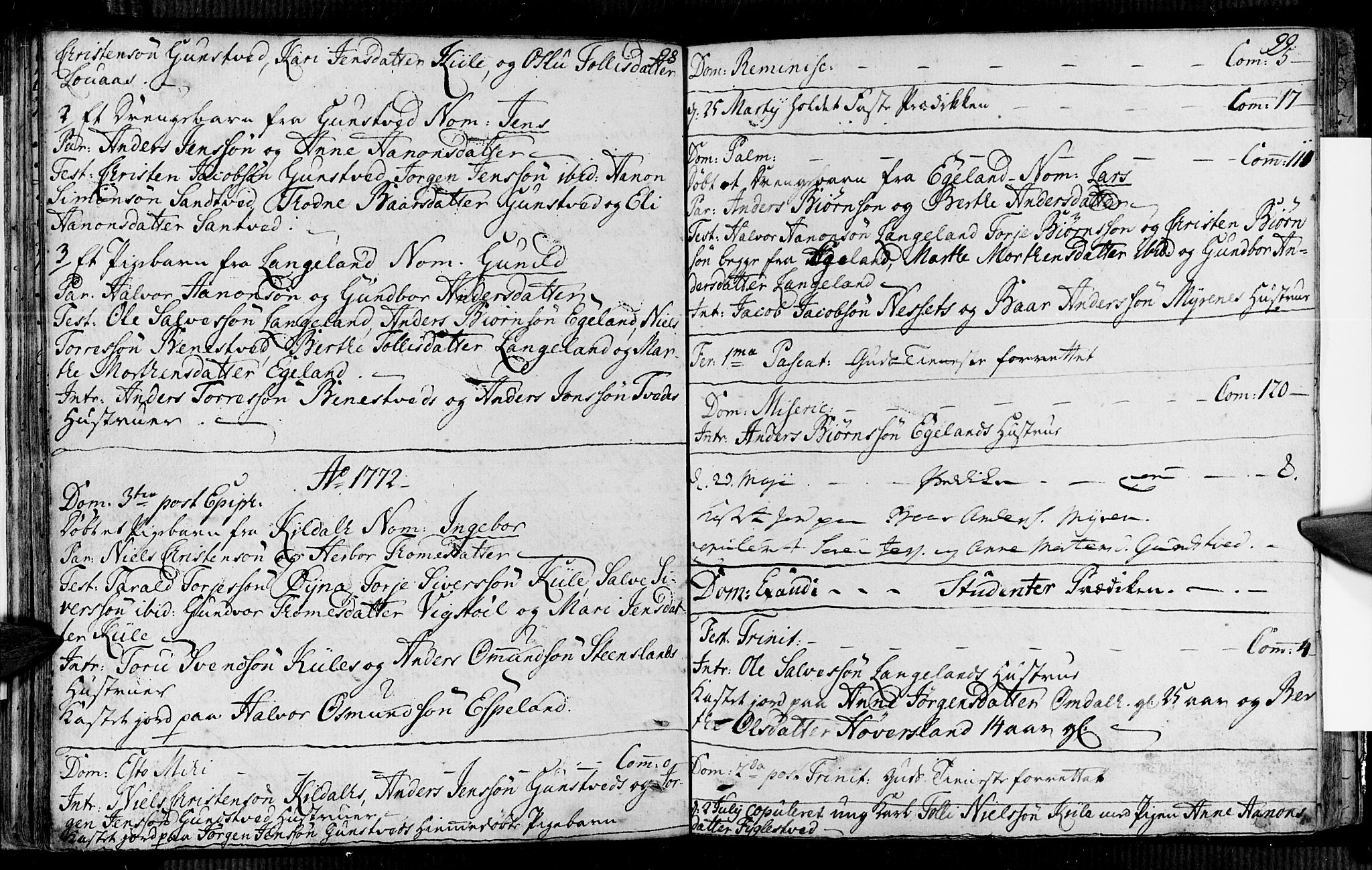 Vennesla sokneprestkontor, AV/SAK-1111-0045/Fa/Faa/L0001: Parish register (official) no. A 1, 1753-1785, p. 98-99