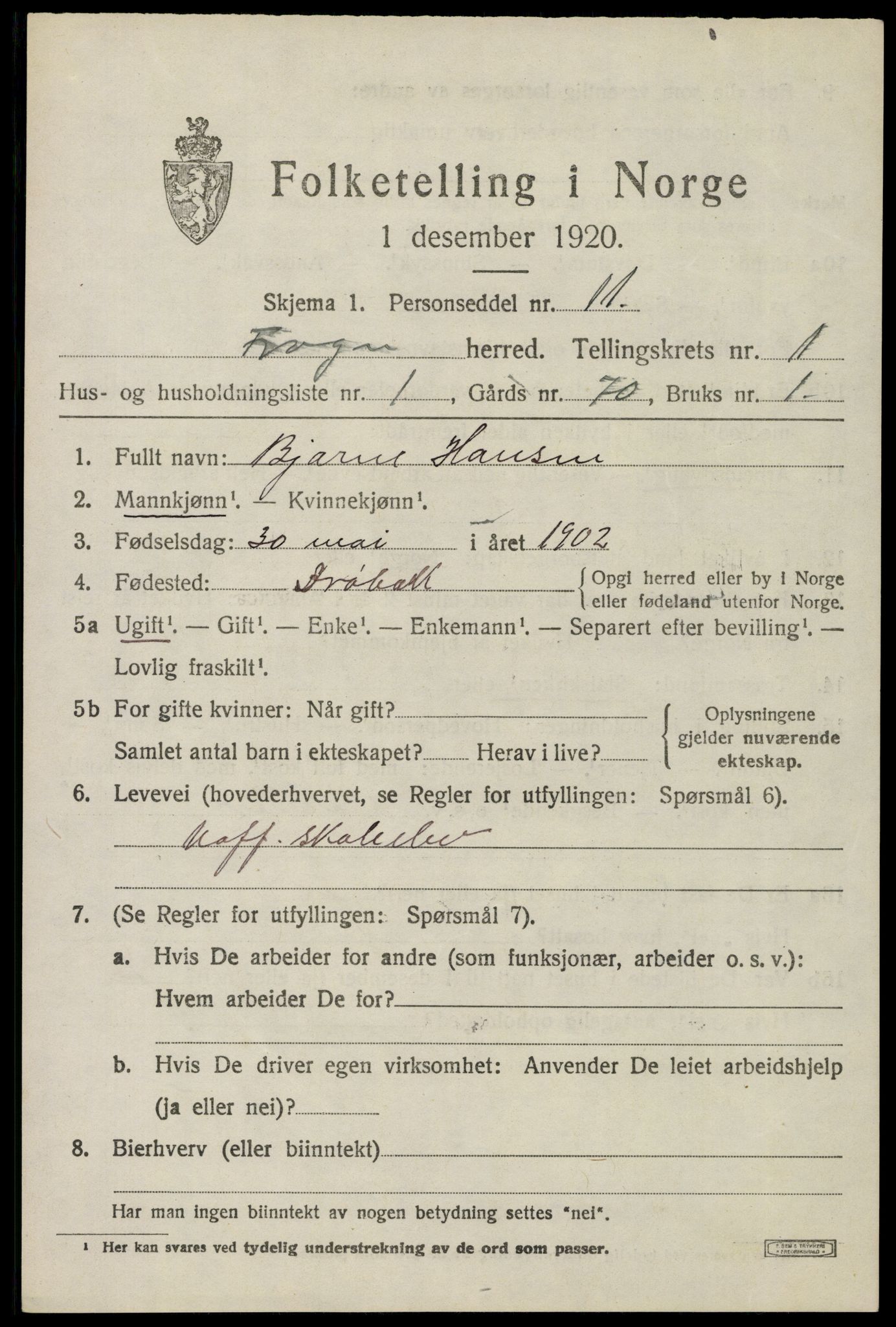 SAO, 1920 census for Frogn, 1920, p. 947