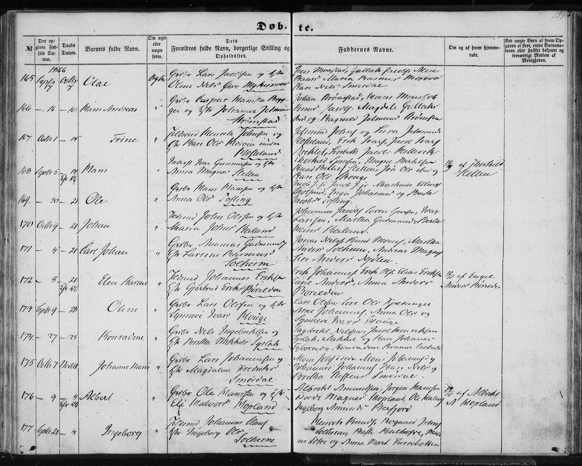 Lindås Sokneprestembete, AV/SAB-A-76701/H/Haa/Haaa/L0011: Parish register (official) no. A 11, 1854-1869, p. 199