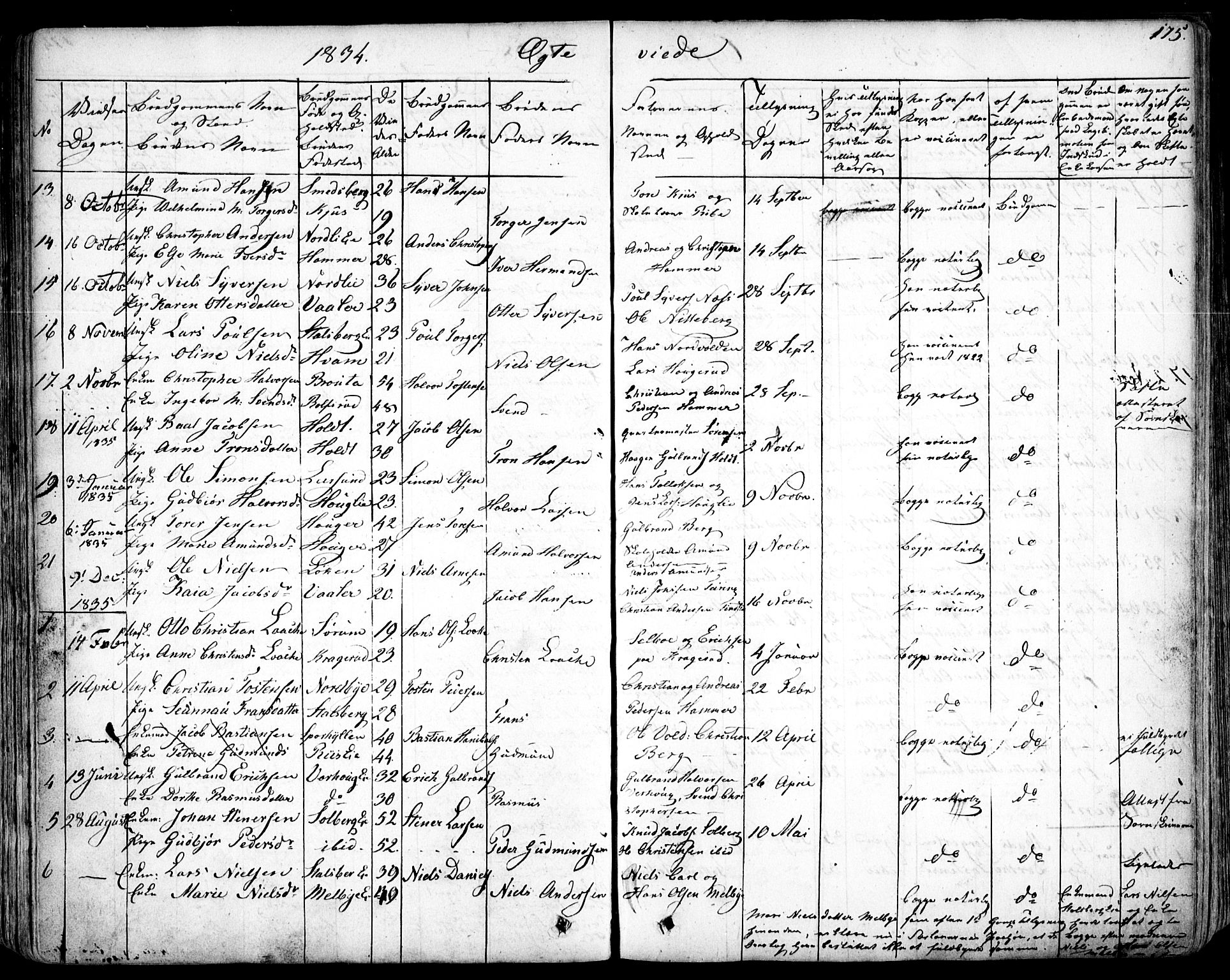 Skedsmo prestekontor Kirkebøker, SAO/A-10033a/F/Fa/L0009: Parish register (official) no. I 9, 1830-1853, p. 175