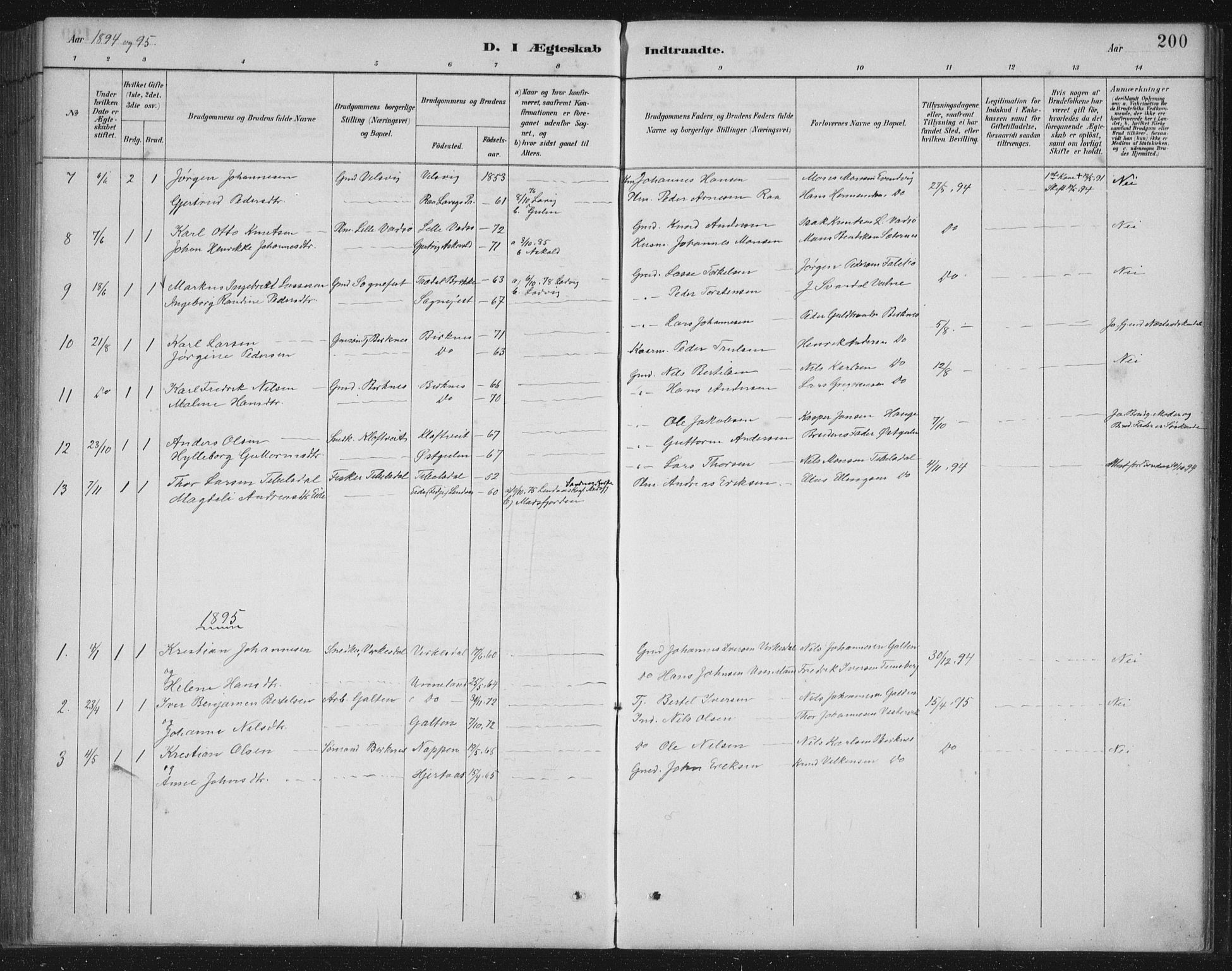 Gulen sokneprestembete, SAB/A-80201/H/Hab/Habb/L0003: Parish register (copy) no. B 3, 1884-1907, p. 200