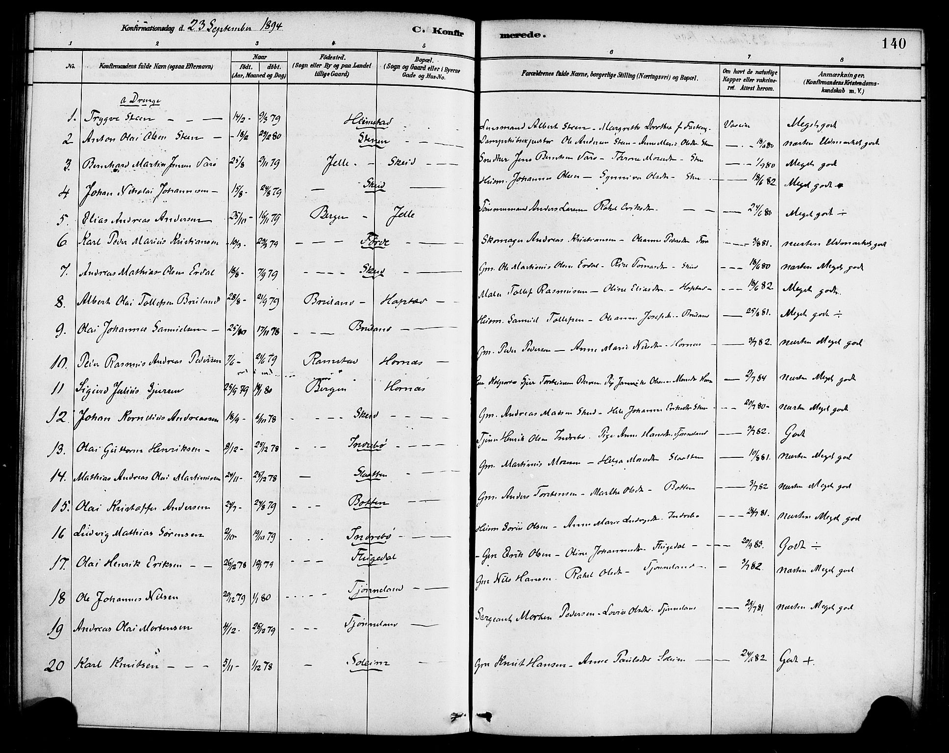 Førde sokneprestembete, AV/SAB-A-79901/H/Haa/Haab/L0001: Parish register (official) no. B 1, 1880-1898, p. 140