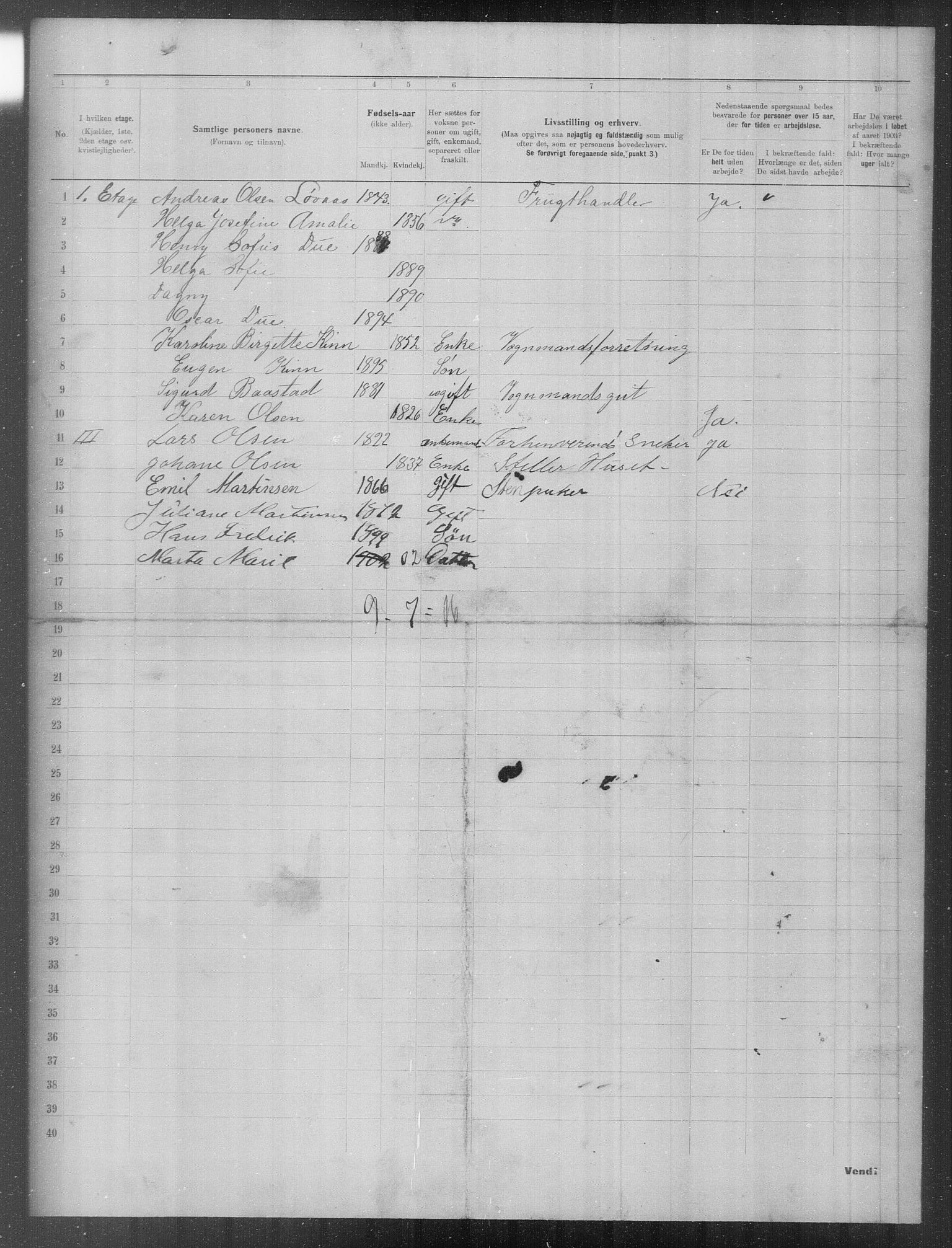 OBA, Municipal Census 1903 for Kristiania, 1903, p. 13427