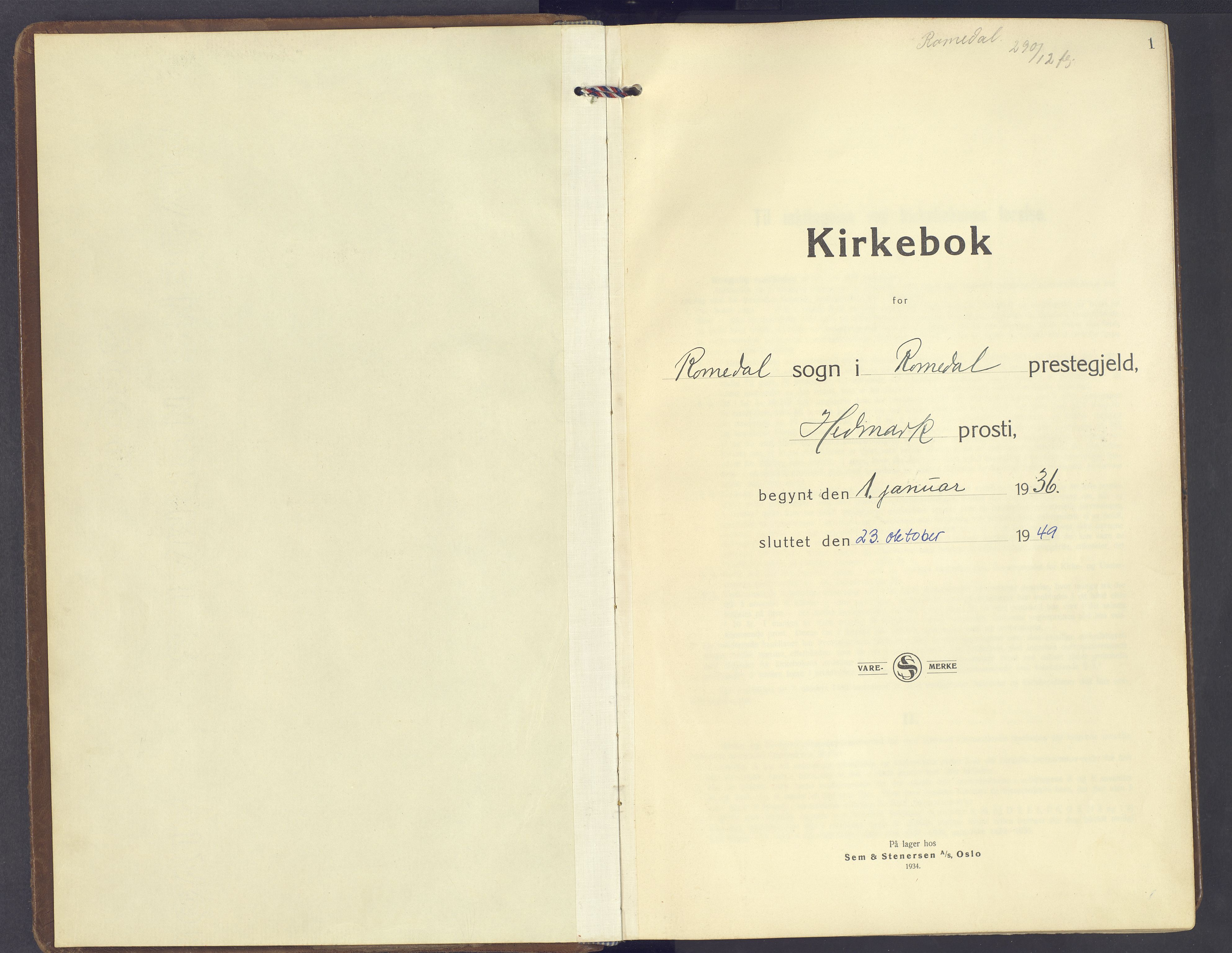Romedal prestekontor, SAH/PREST-004/K/L0014: Parish register (official) no. 14, 1936-1949, p. 1