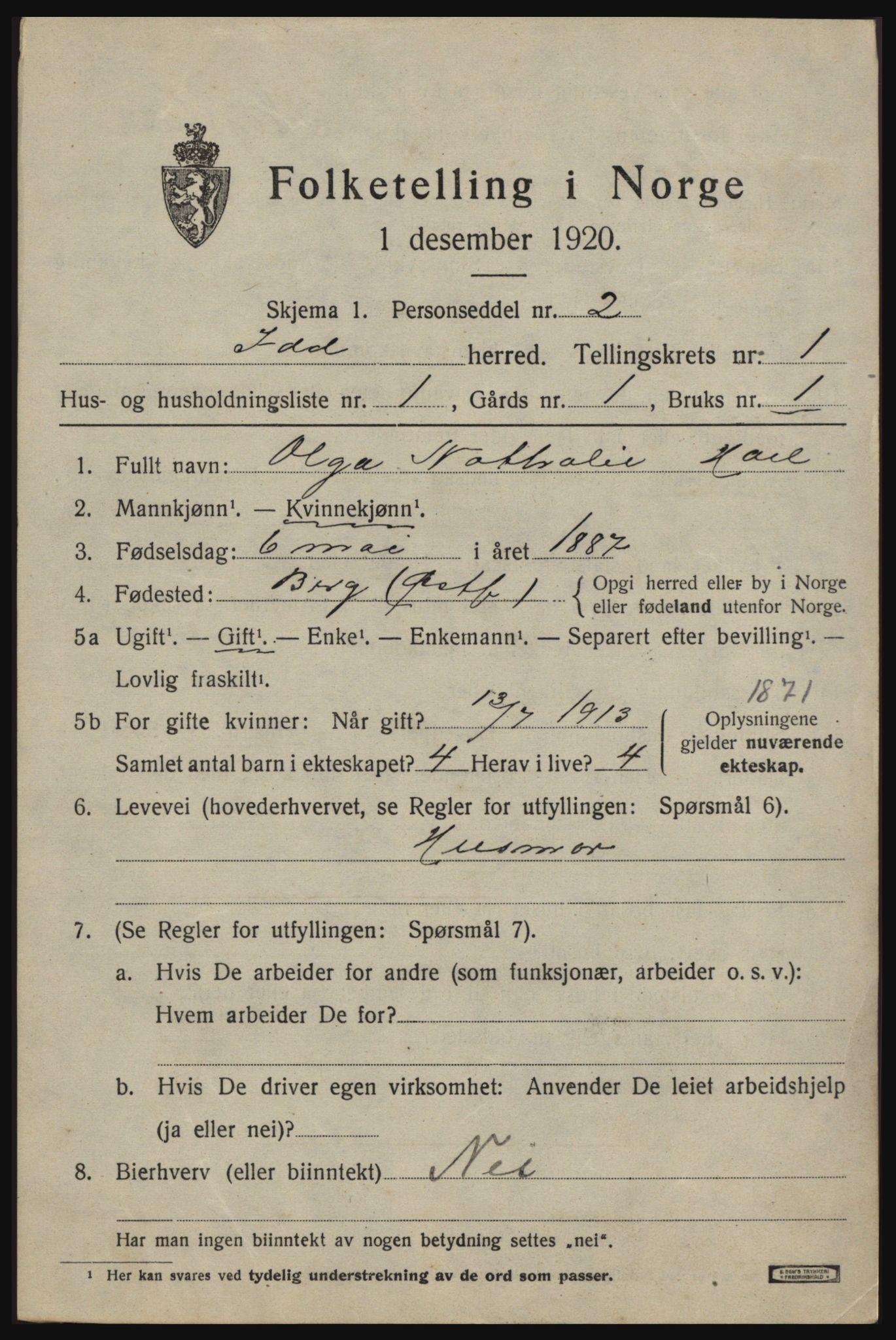 SAO, 1920 census for Idd, 1920, p. 1960