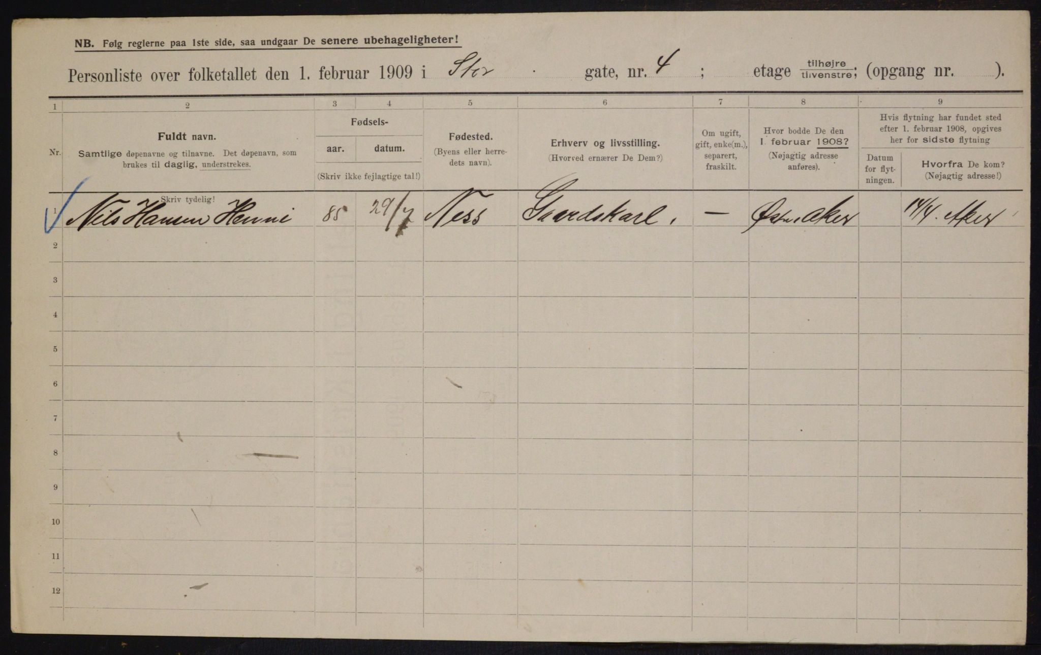 OBA, Municipal Census 1909 for Kristiania, 1909, p. 93017