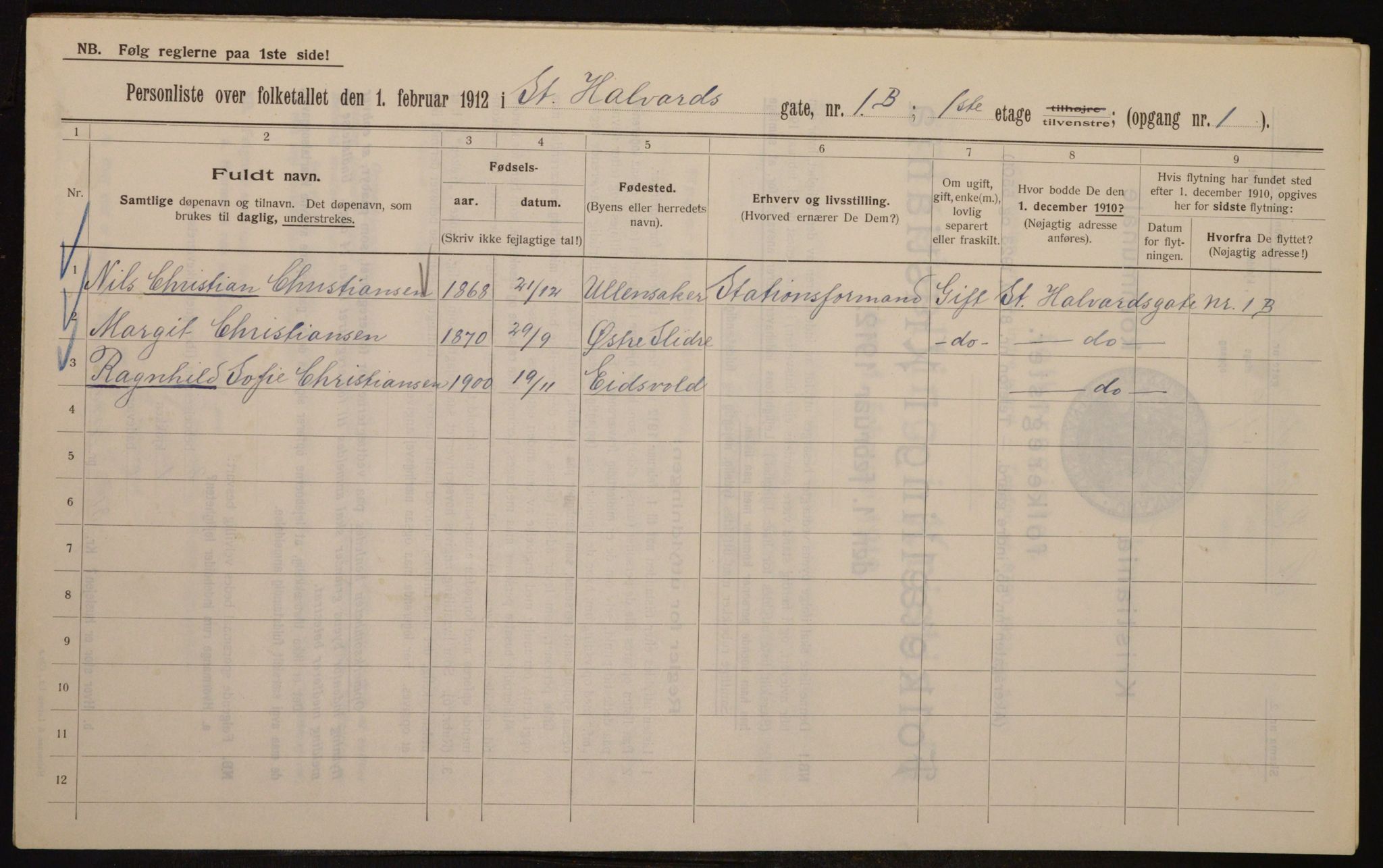 OBA, Municipal Census 1912 for Kristiania, 1912, p. 87658