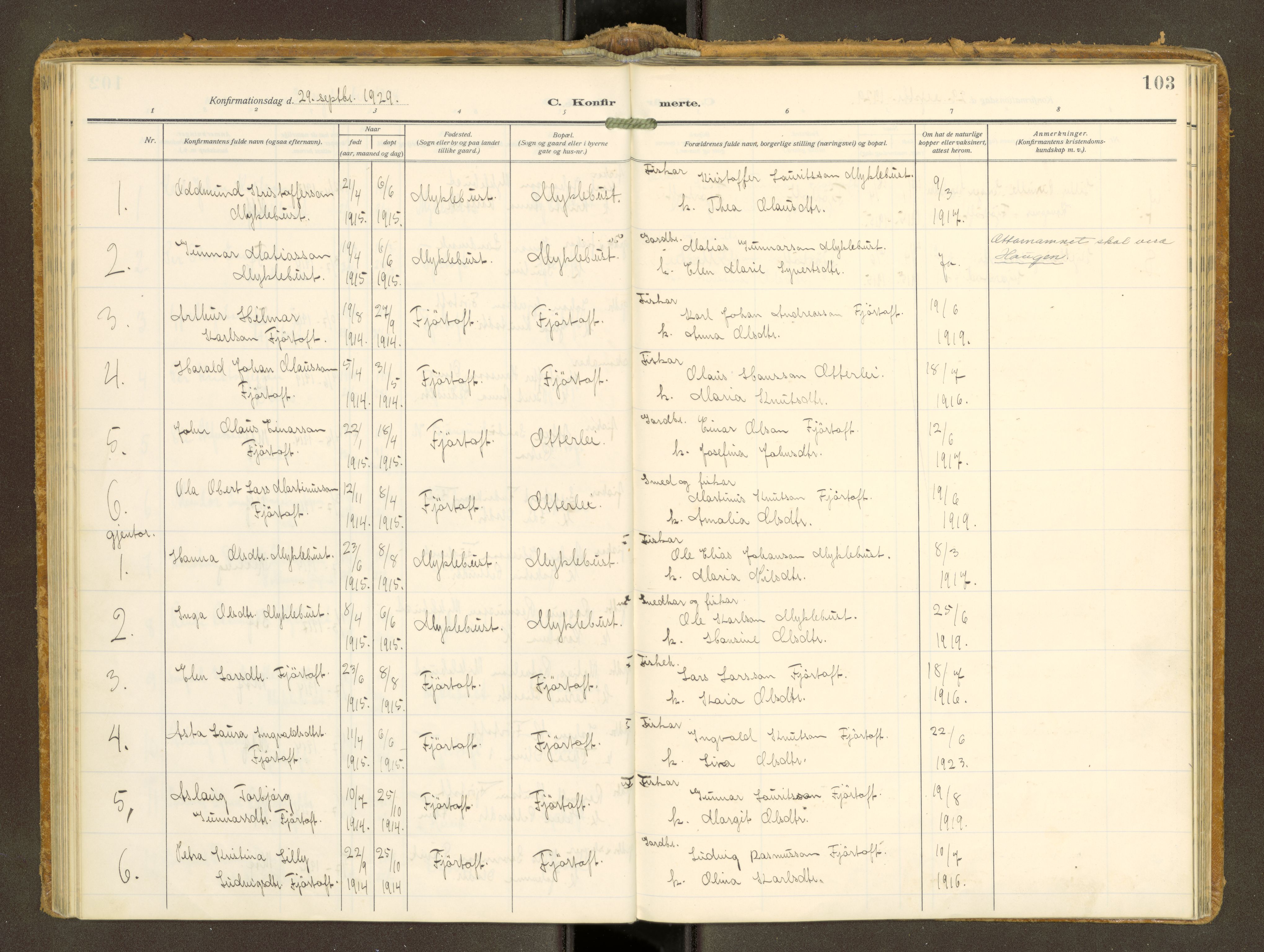 Ministerialprotokoller, klokkerbøker og fødselsregistre - Møre og Romsdal, AV/SAT-A-1454/538/L0528: Parish register (official) no. 538A--, 1911-1935, p. 103