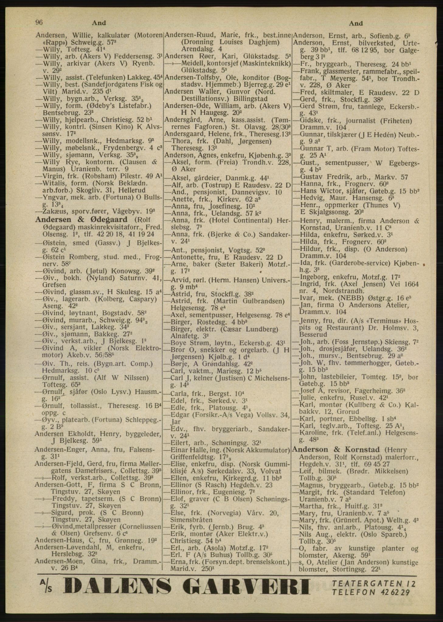 Kristiania/Oslo adressebok, PUBL/-, 1947, p. 96