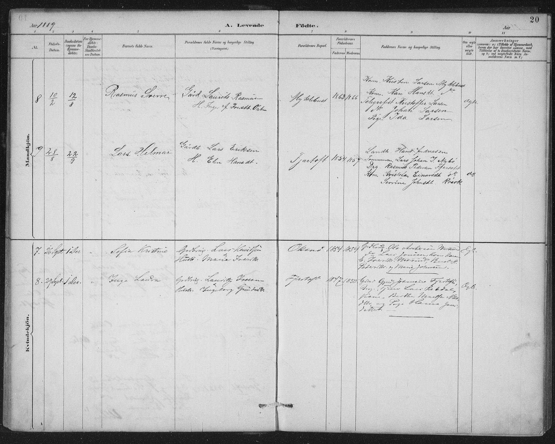 Ministerialprotokoller, klokkerbøker og fødselsregistre - Møre og Romsdal, AV/SAT-A-1454/538/L0522: Parish register (official) no. 538A01, 1884-1913, p. 20