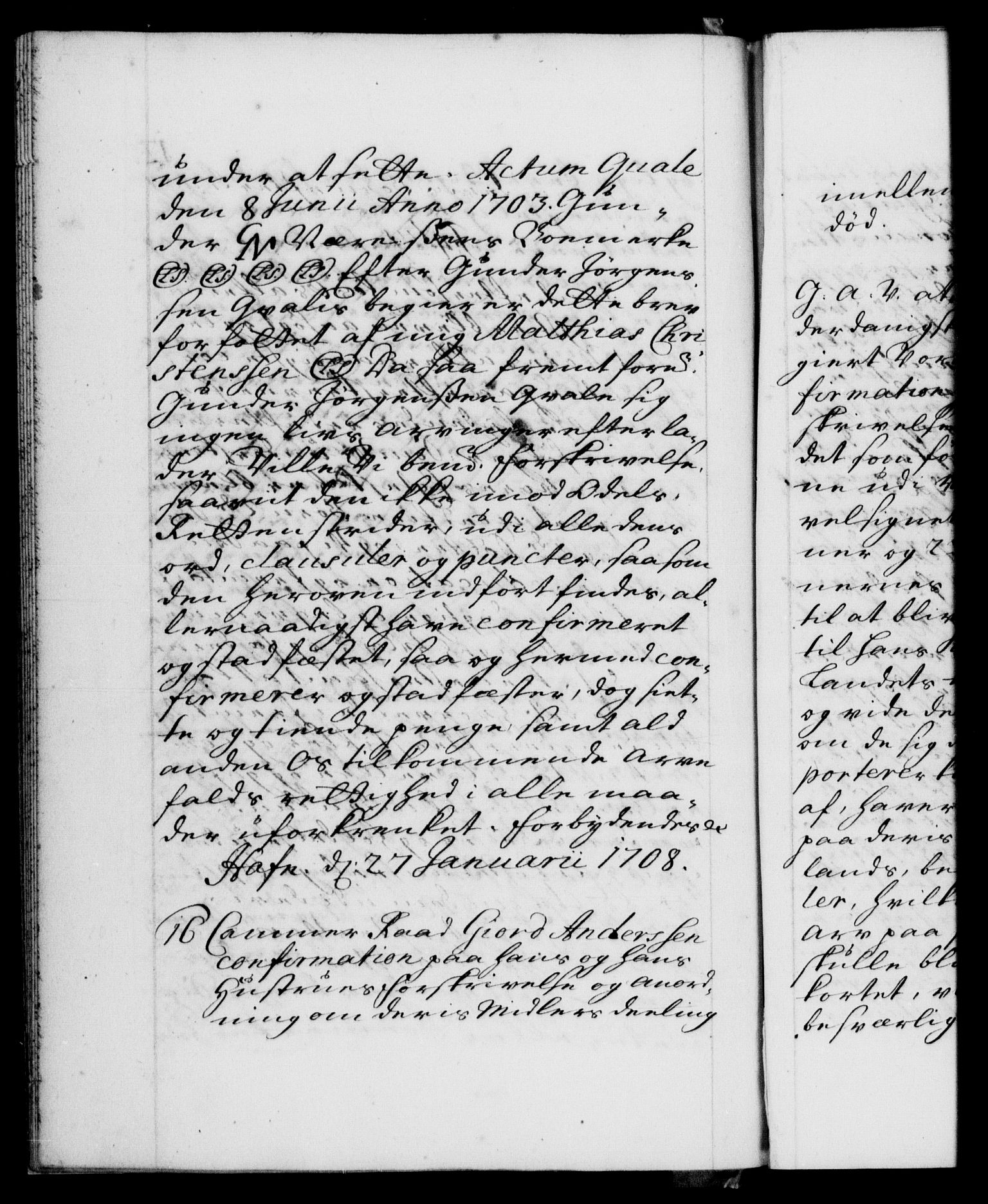 Danske Kanselli 1572-1799, AV/RA-EA-3023/F/Fc/Fca/Fcaa/L0020: Norske registre, 1708-1711, p. 12b