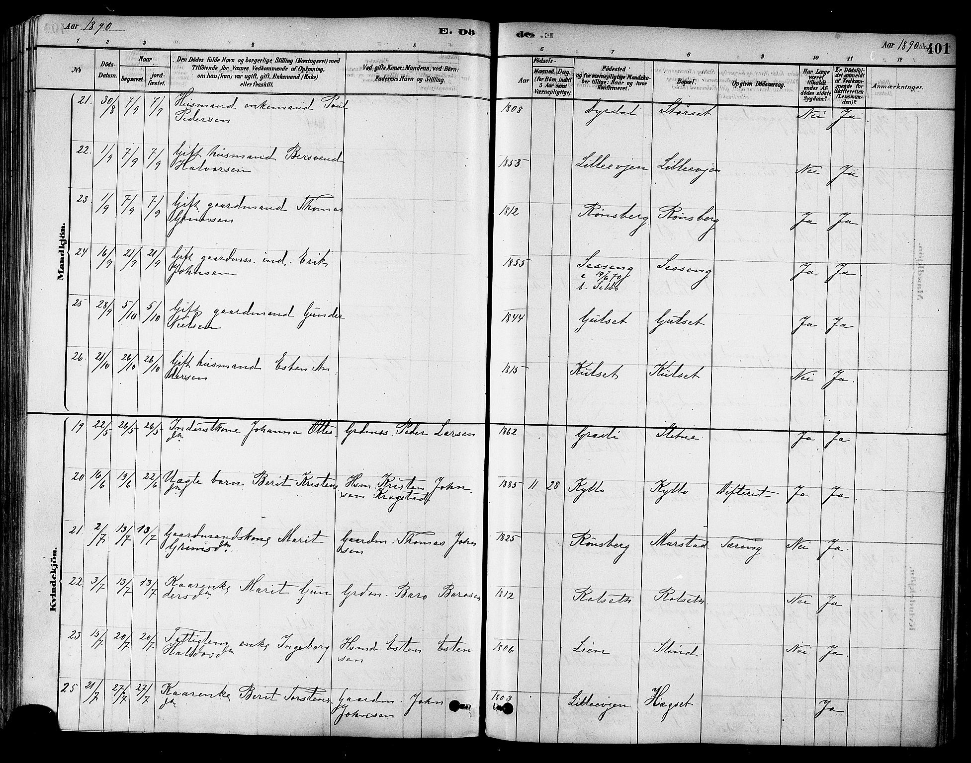 Ministerialprotokoller, klokkerbøker og fødselsregistre - Sør-Trøndelag, AV/SAT-A-1456/695/L1148: Parish register (official) no. 695A08, 1878-1891, p. 401