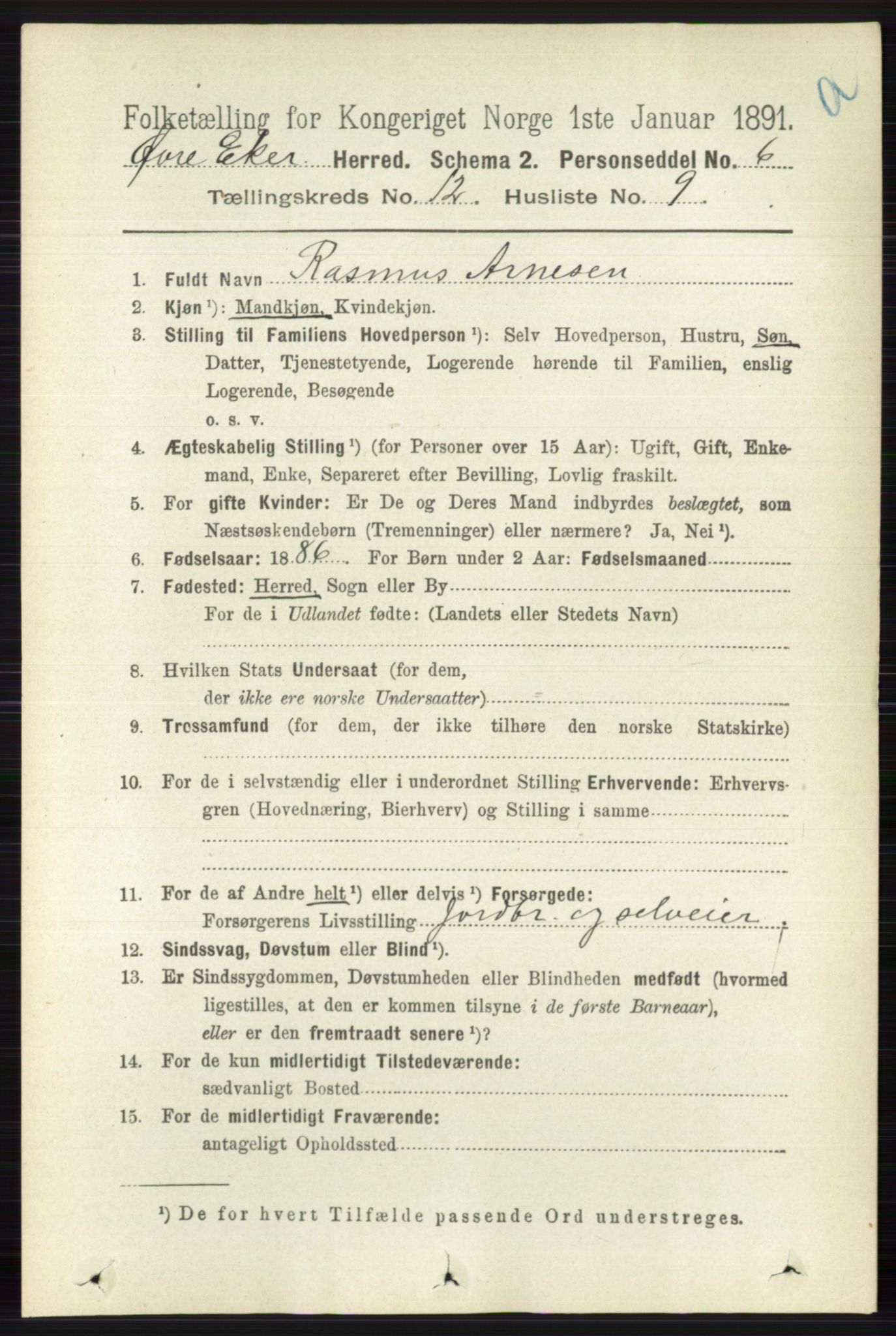RA, 1891 census for 0624 Øvre Eiker, 1891, p. 5337