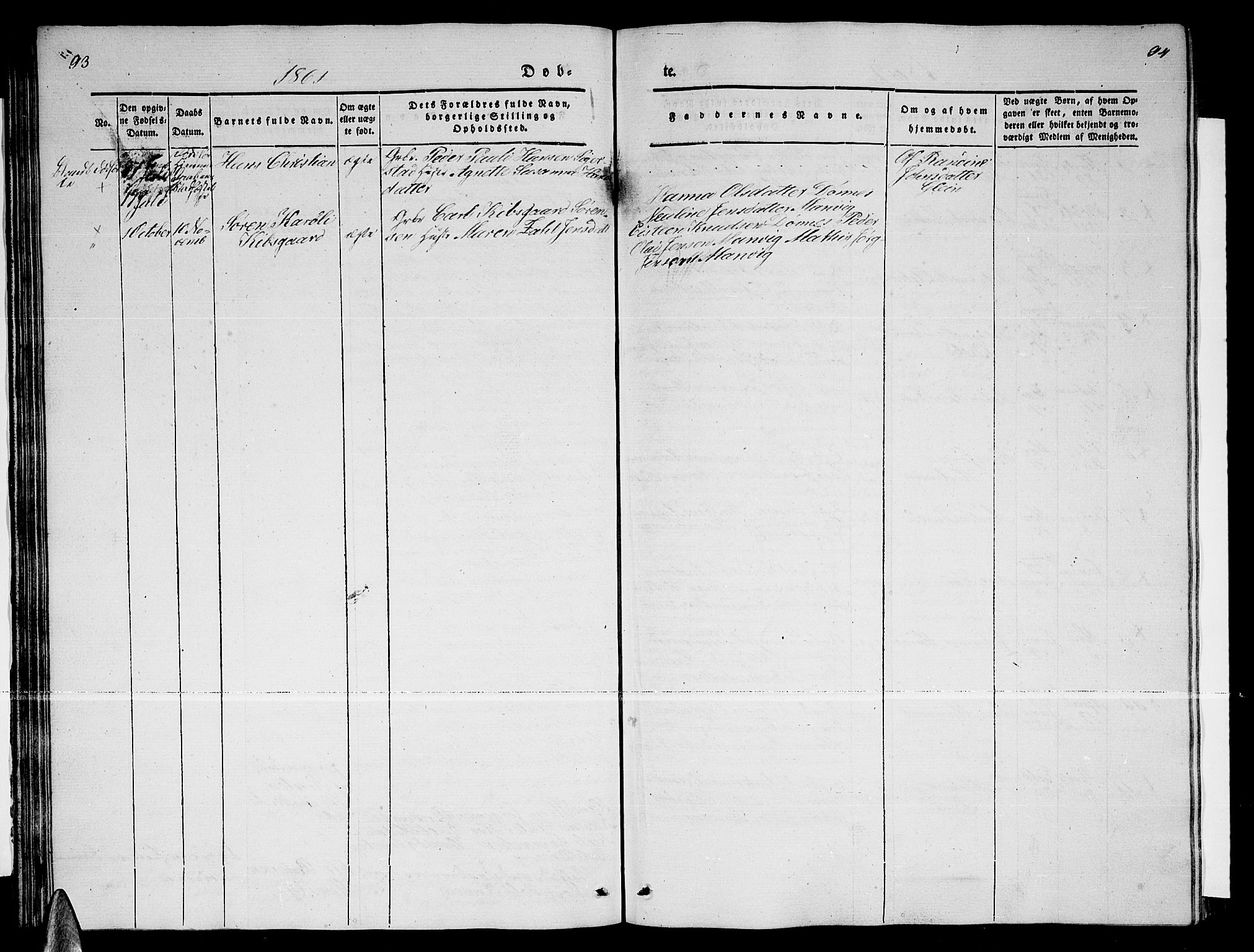 Ministerialprotokoller, klokkerbøker og fødselsregistre - Nordland, SAT/A-1459/835/L0530: Parish register (copy) no. 835C02, 1842-1865, p. 93-94