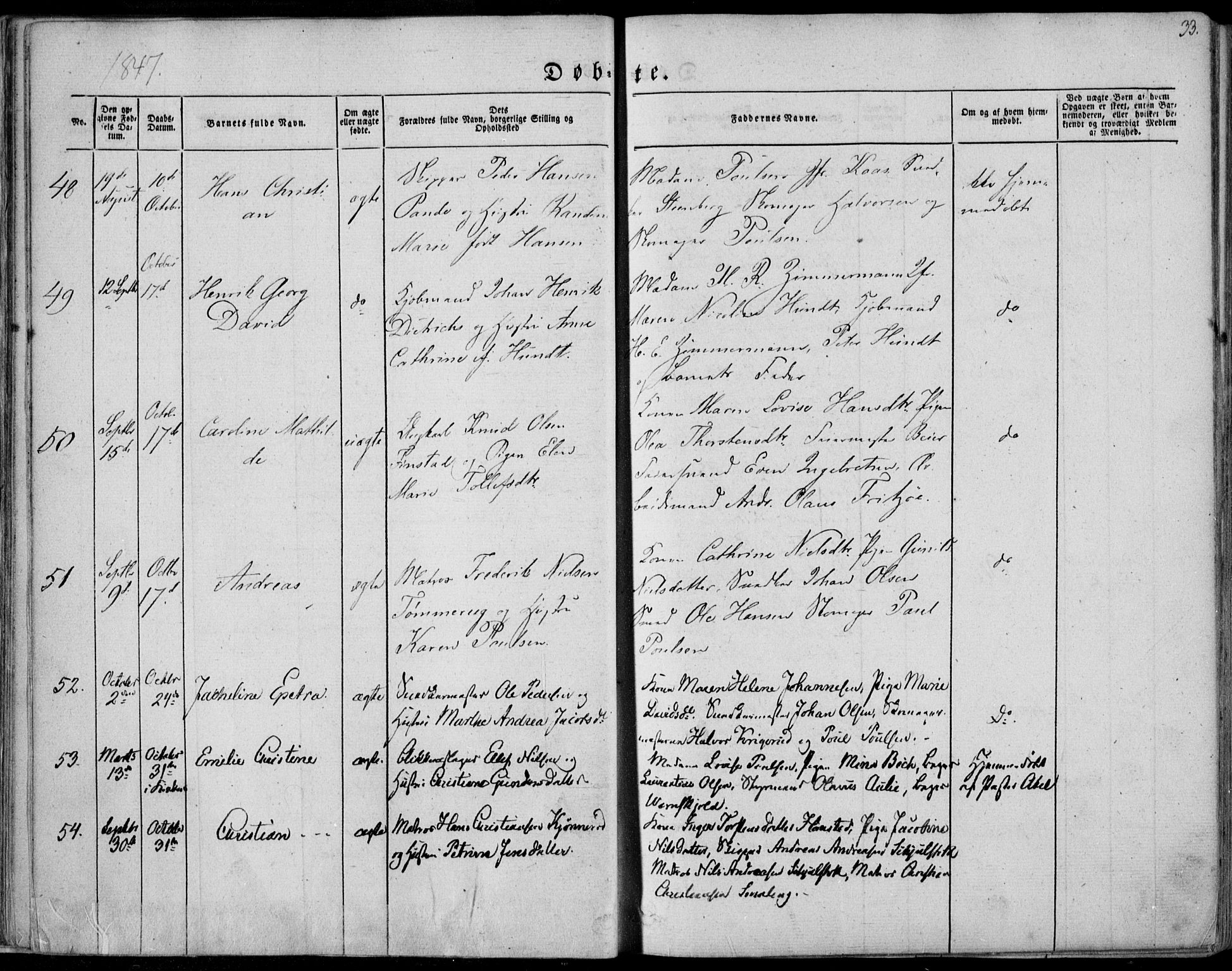 Tønsberg kirkebøker, AV/SAKO-A-330/F/Fa/L0007: Parish register (official) no. I 7, 1845-1854, p. 33