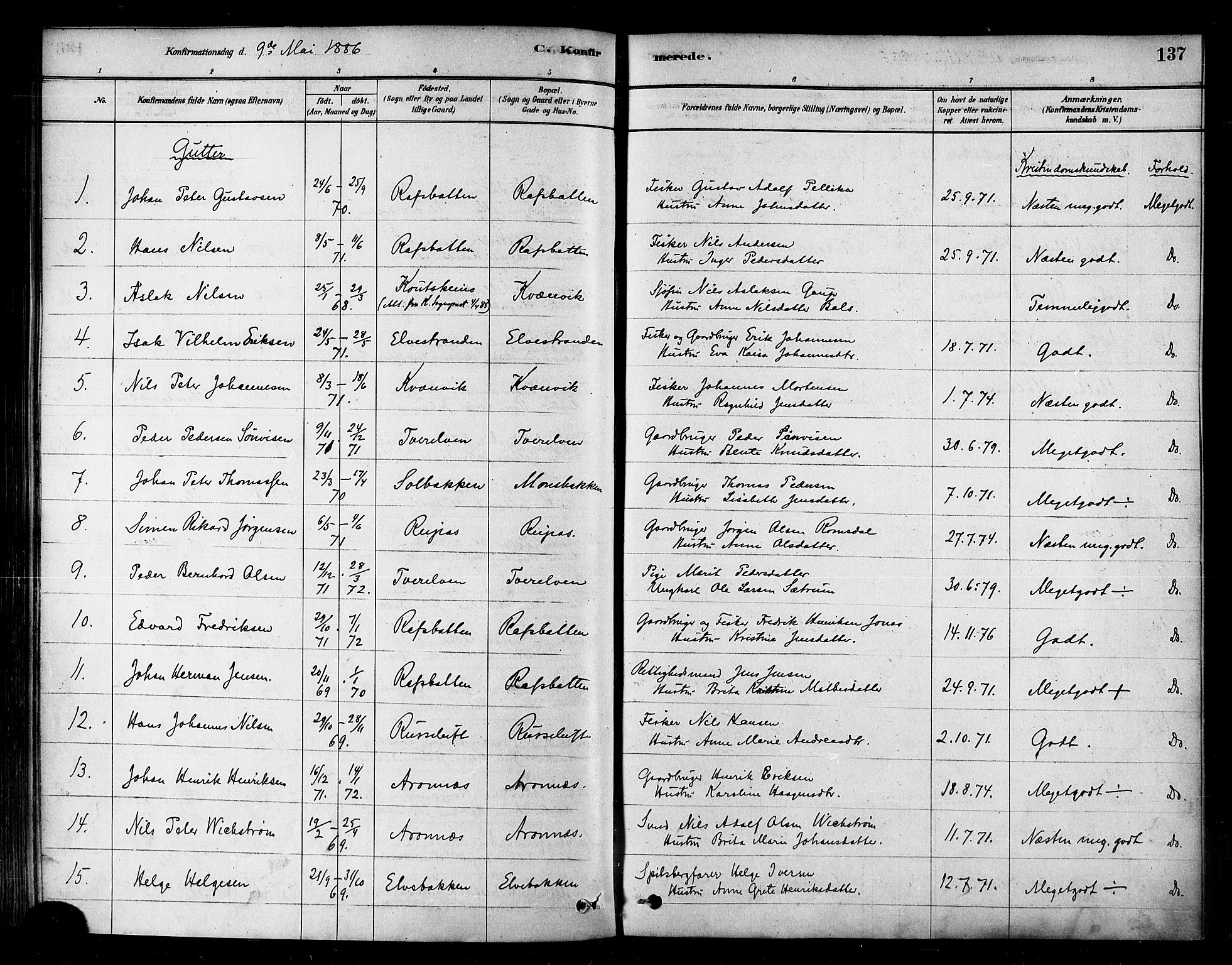 Alta sokneprestkontor, SATØ/S-1338/H/Ha/L0002.kirke: Parish register (official) no. 2, 1879-1892, p. 137