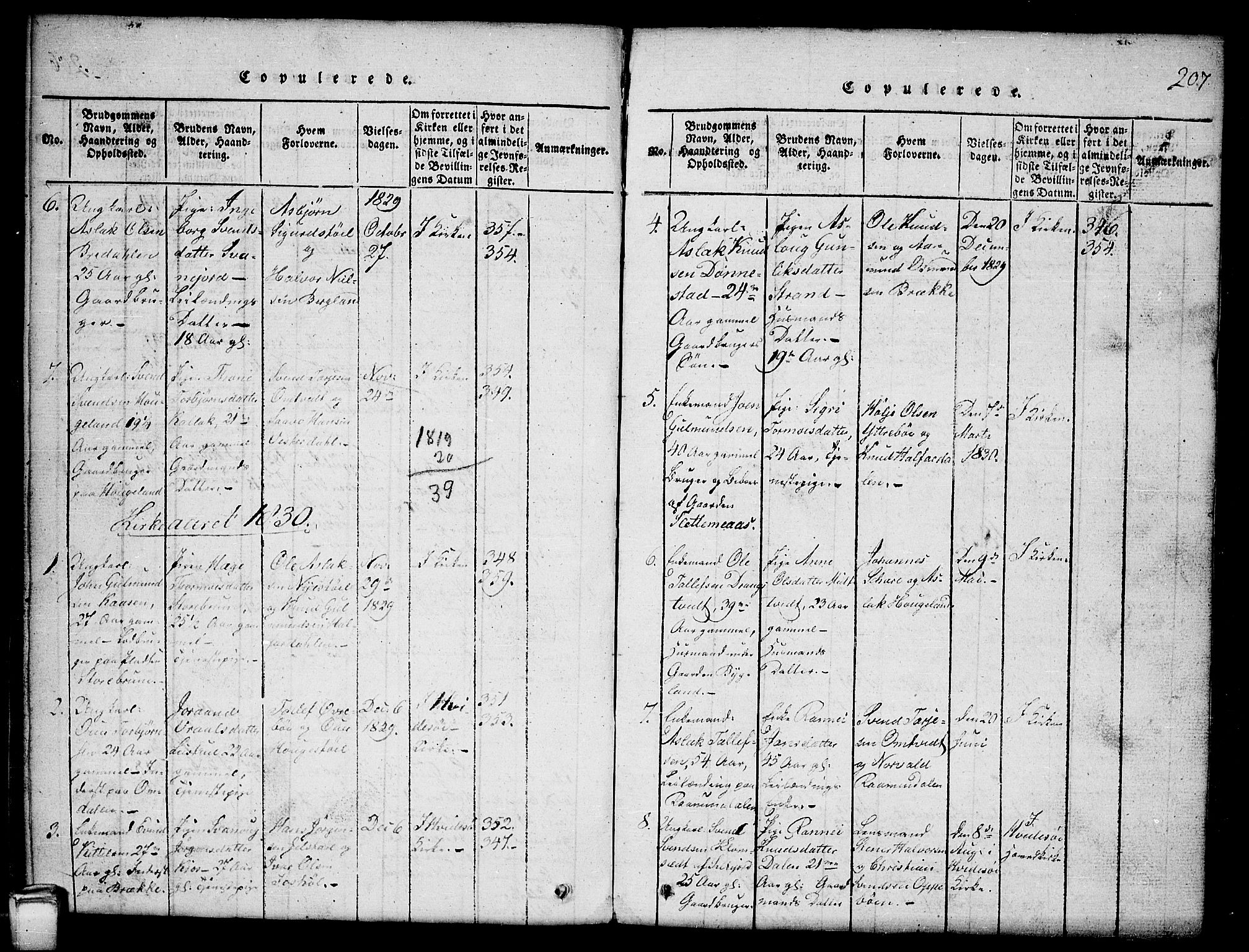 Kviteseid kirkebøker, SAKO/A-276/G/Gb/L0001: Parish register (copy) no. II 1, 1815-1842, p. 207