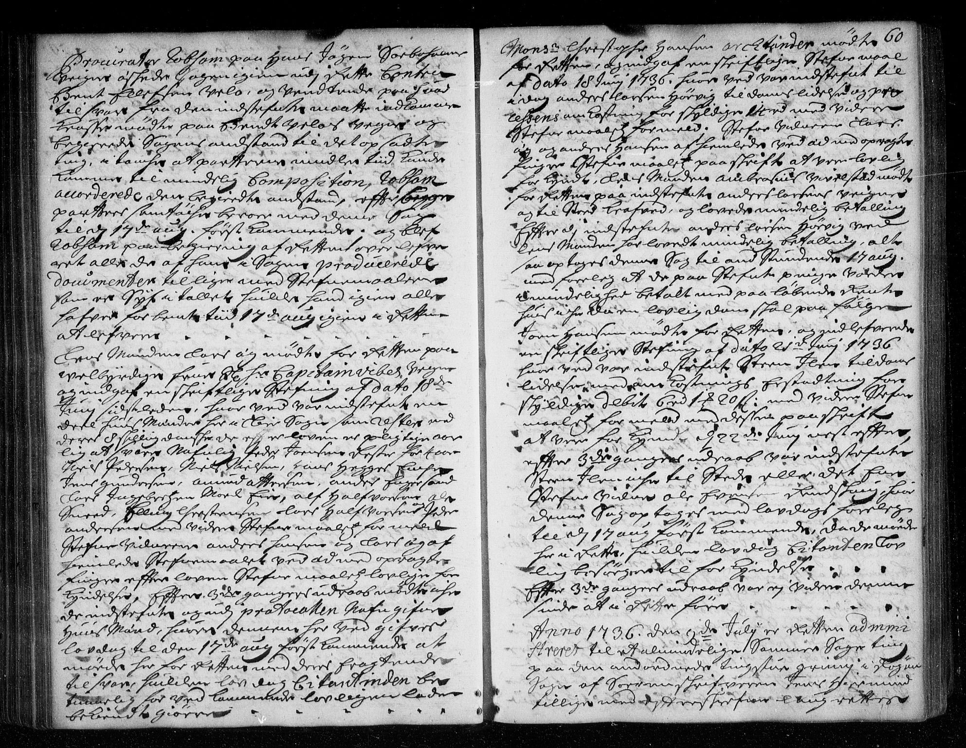 Lier, Røyken og Hurum sorenskriveri, AV/SAKO-A-89/F/Fa/L0048: Tingbok, 1736-1738, p. 60
