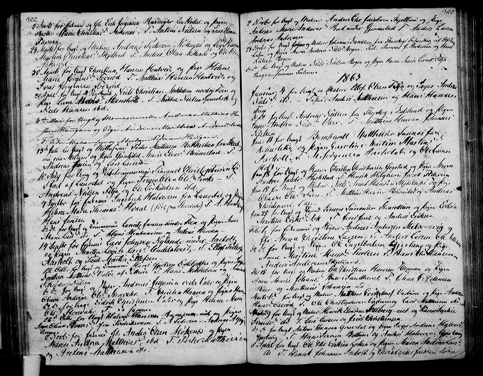 Stokke kirkebøker, AV/SAKO-A-320/F/Fa/L0004: Parish register (official) no. I 4, 1804-1815, p. 322-323