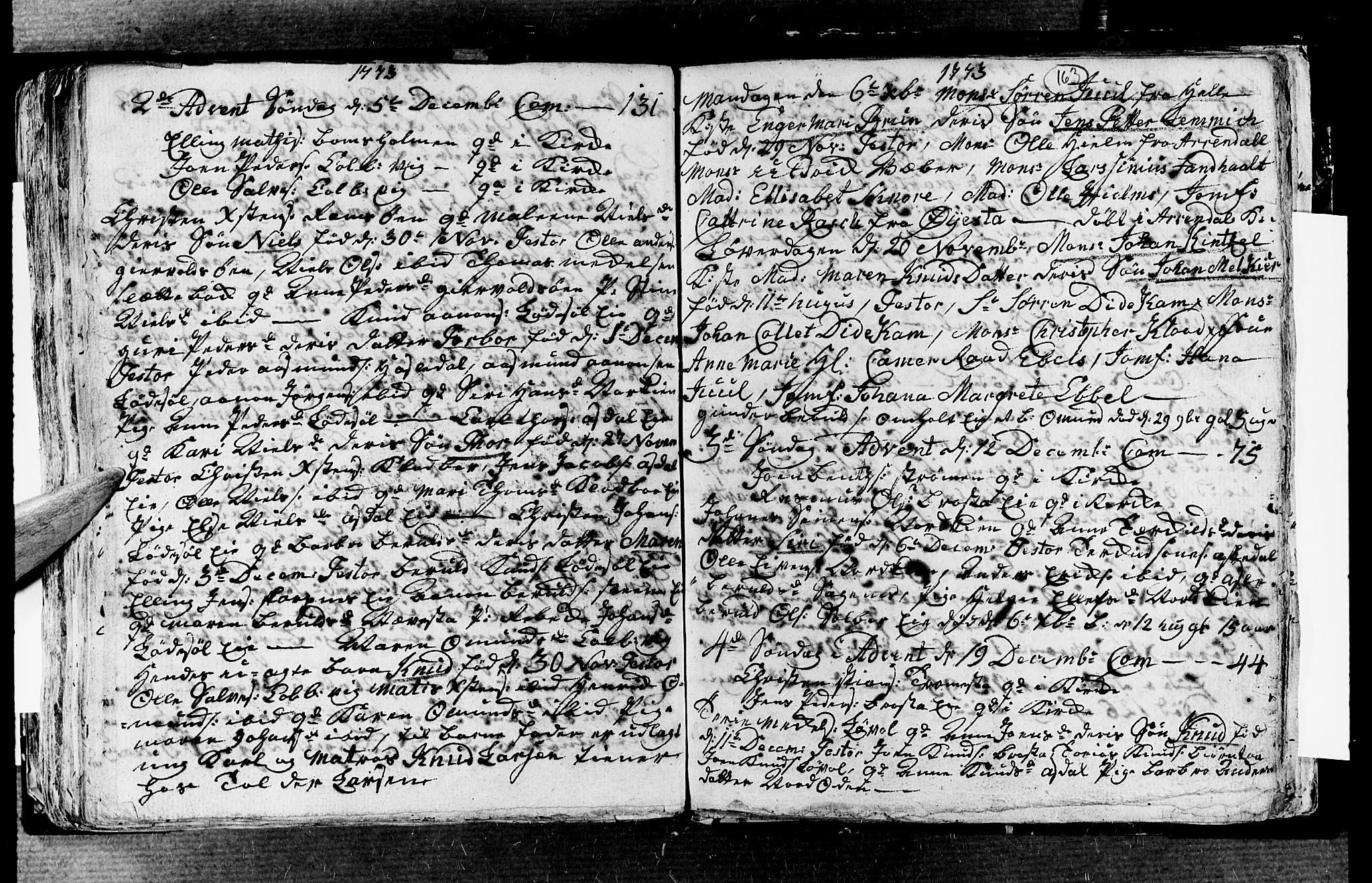 Øyestad sokneprestkontor, SAK/1111-0049/F/Fa/L0006: Parish register (official) no. A 6, 1758-1776, p. 163