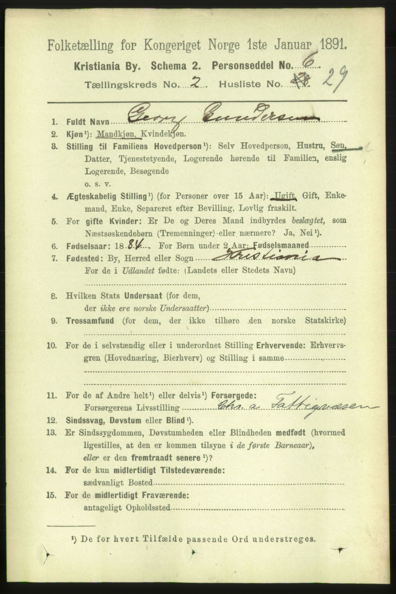 RA, 1891 census for 0301 Kristiania, 1891, p. 1093