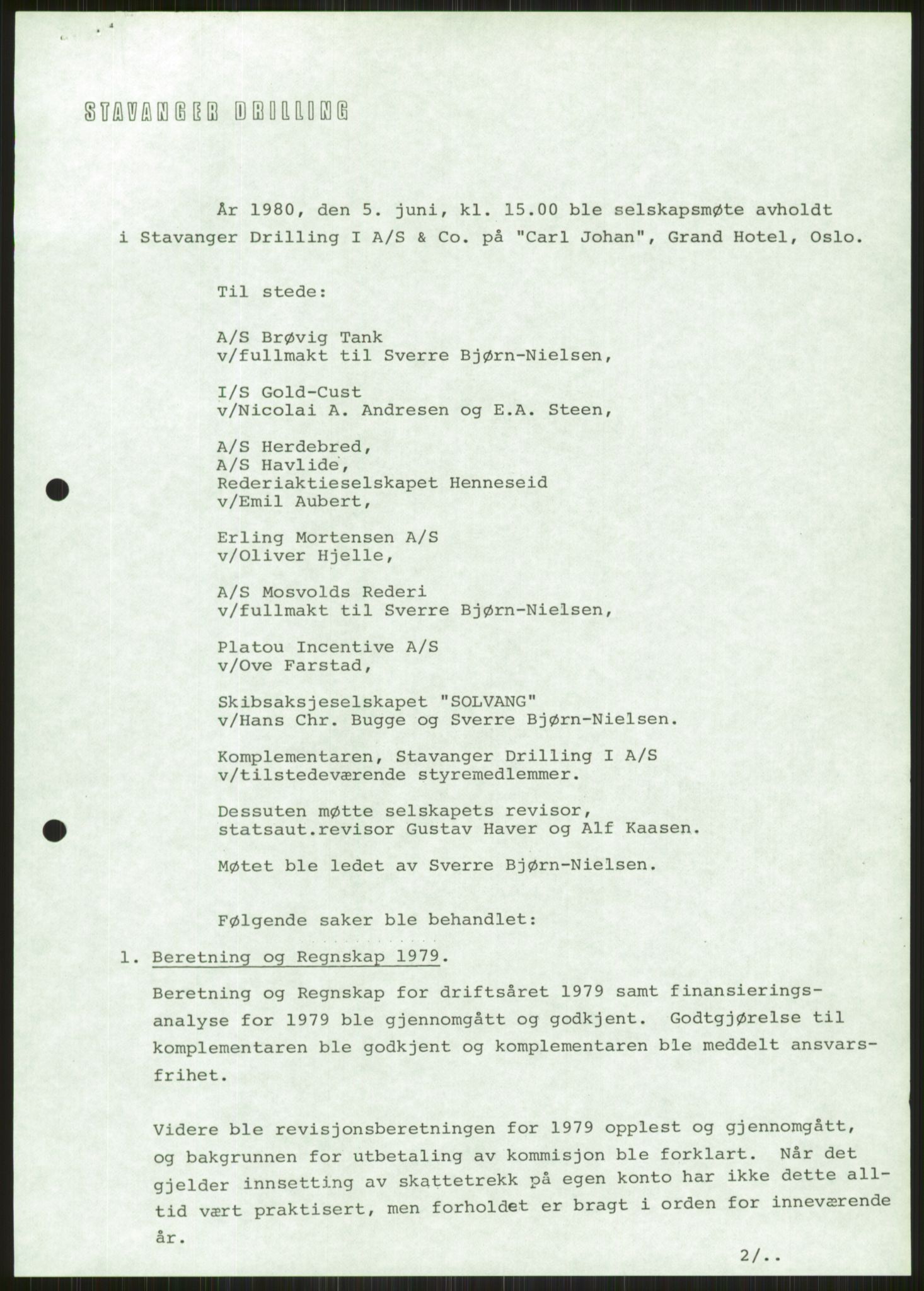 Pa 1503 - Stavanger Drilling AS, AV/SAST-A-101906/A/Ab/Abc/L0003: Styrekorrespondanse Stavanger Drilling I A/S, 1978-1980, p. 497