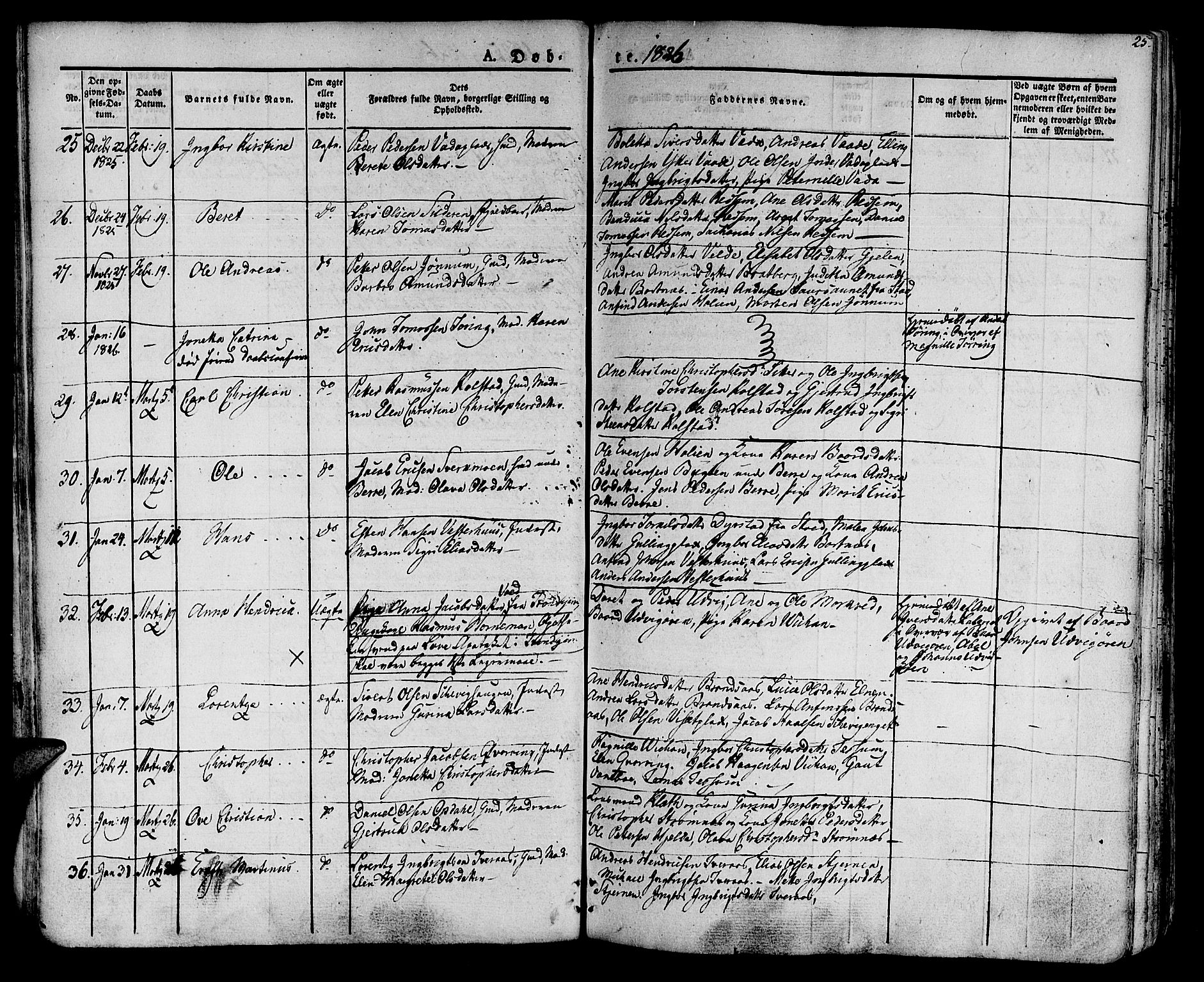 Ministerialprotokoller, klokkerbøker og fødselsregistre - Nord-Trøndelag, AV/SAT-A-1458/741/L0390: Parish register (official) no. 741A04, 1822-1836, p. 25