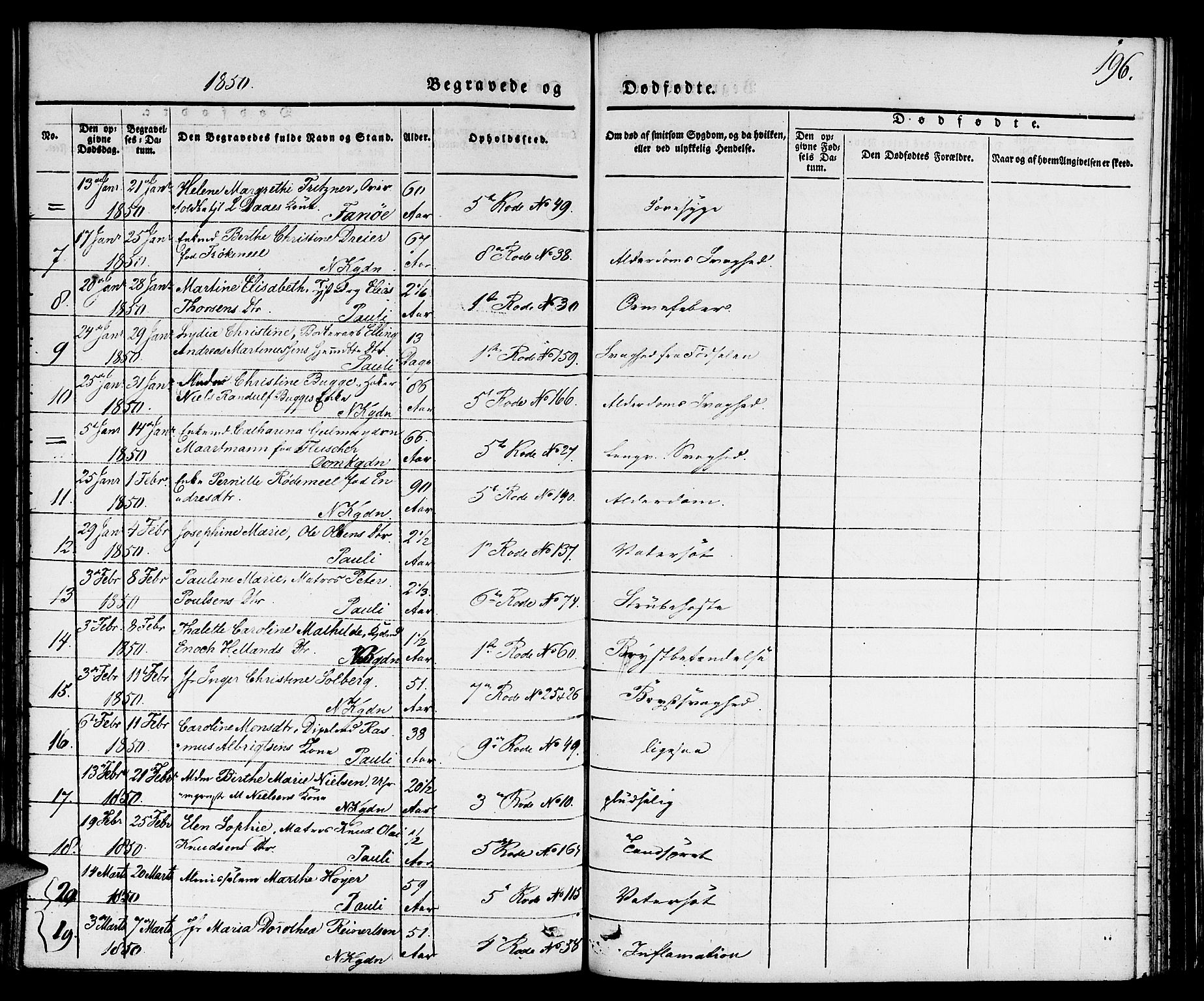 Nykirken Sokneprestembete, AV/SAB-A-77101/H/Hab: Parish register (copy) no. E 1, 1840-1866, p. 196