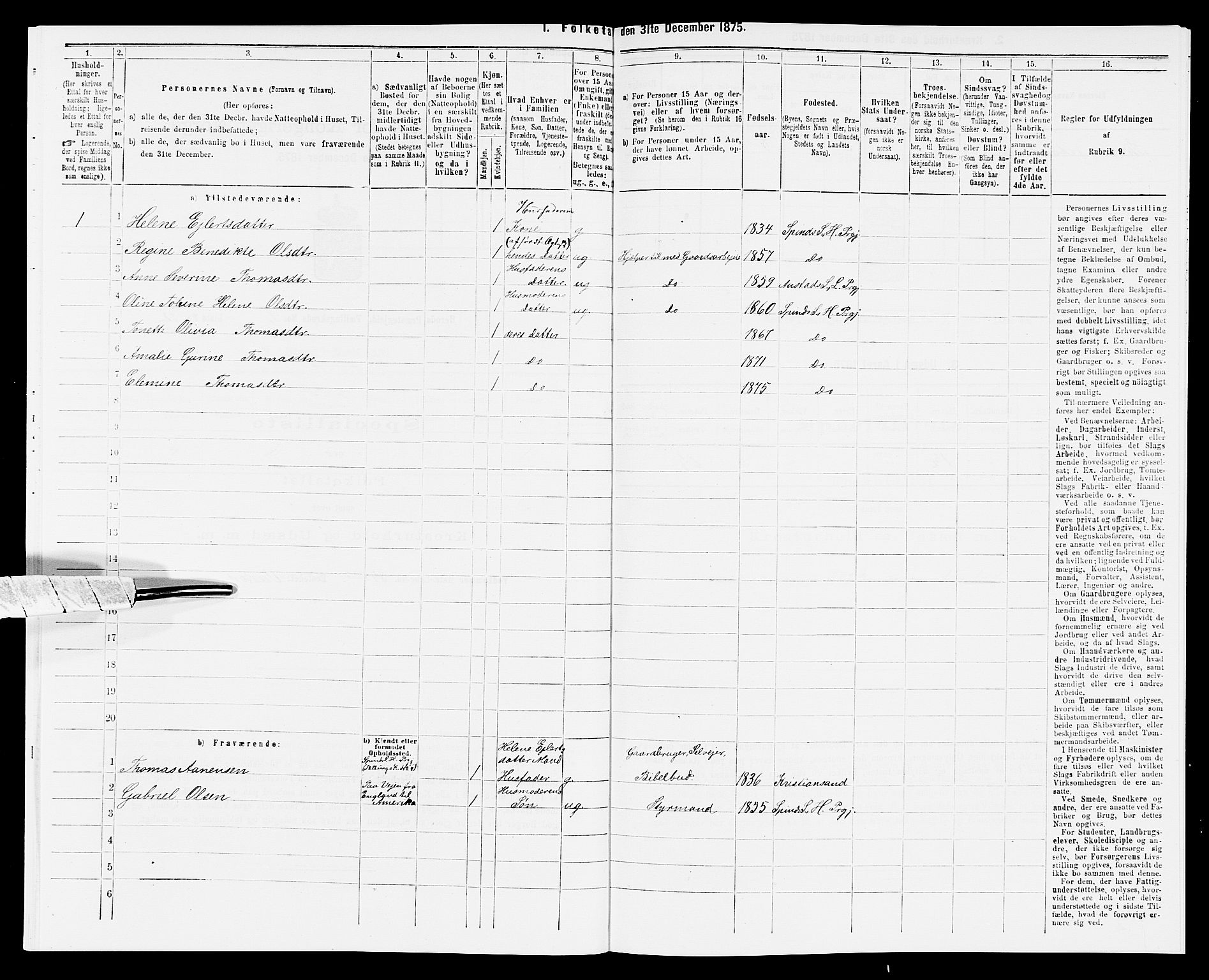 SAK, 1875 census for 1039P Herad, 1875, p. 857