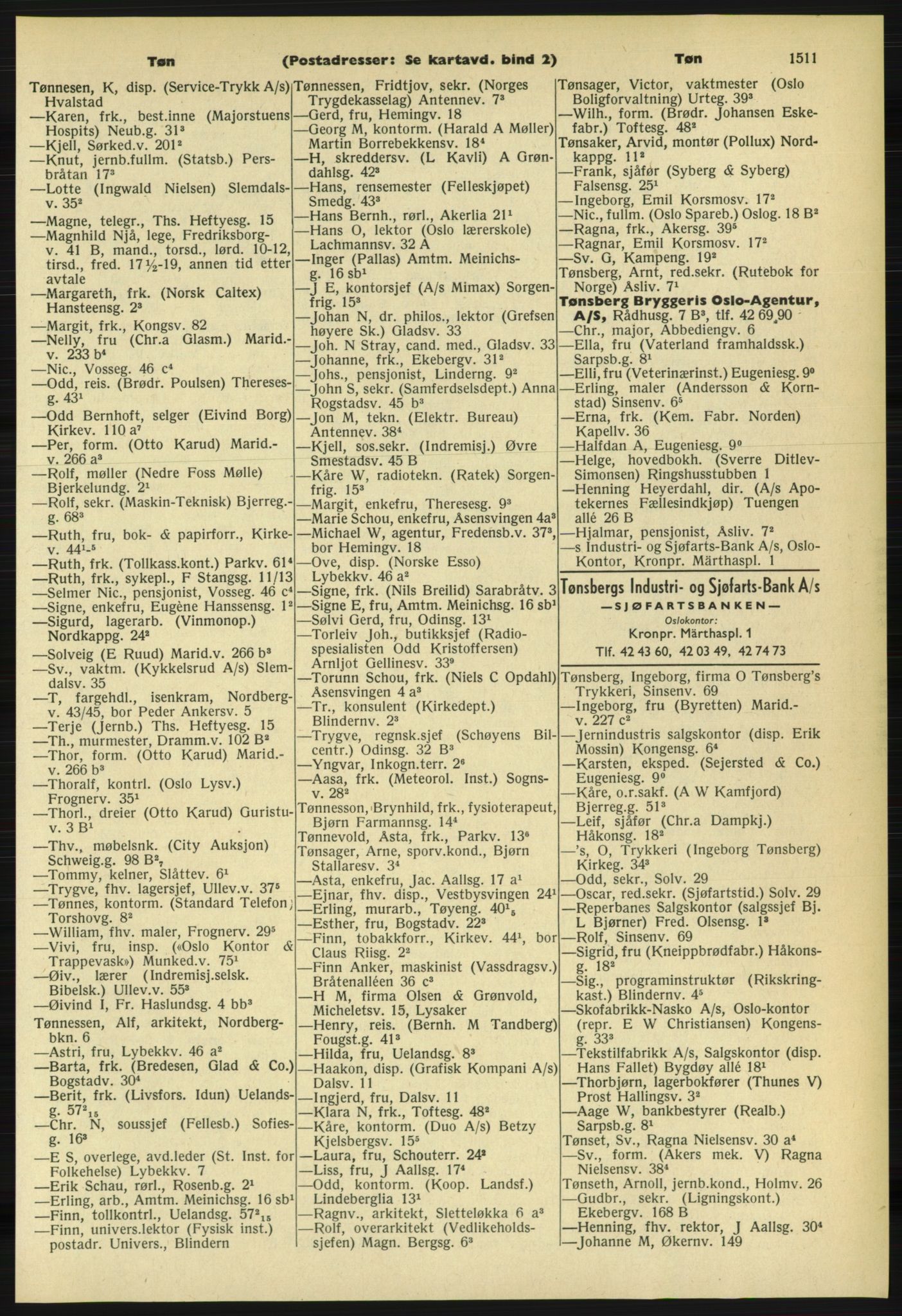 Kristiania/Oslo adressebok, PUBL/-, 1961-1962, p. 1511