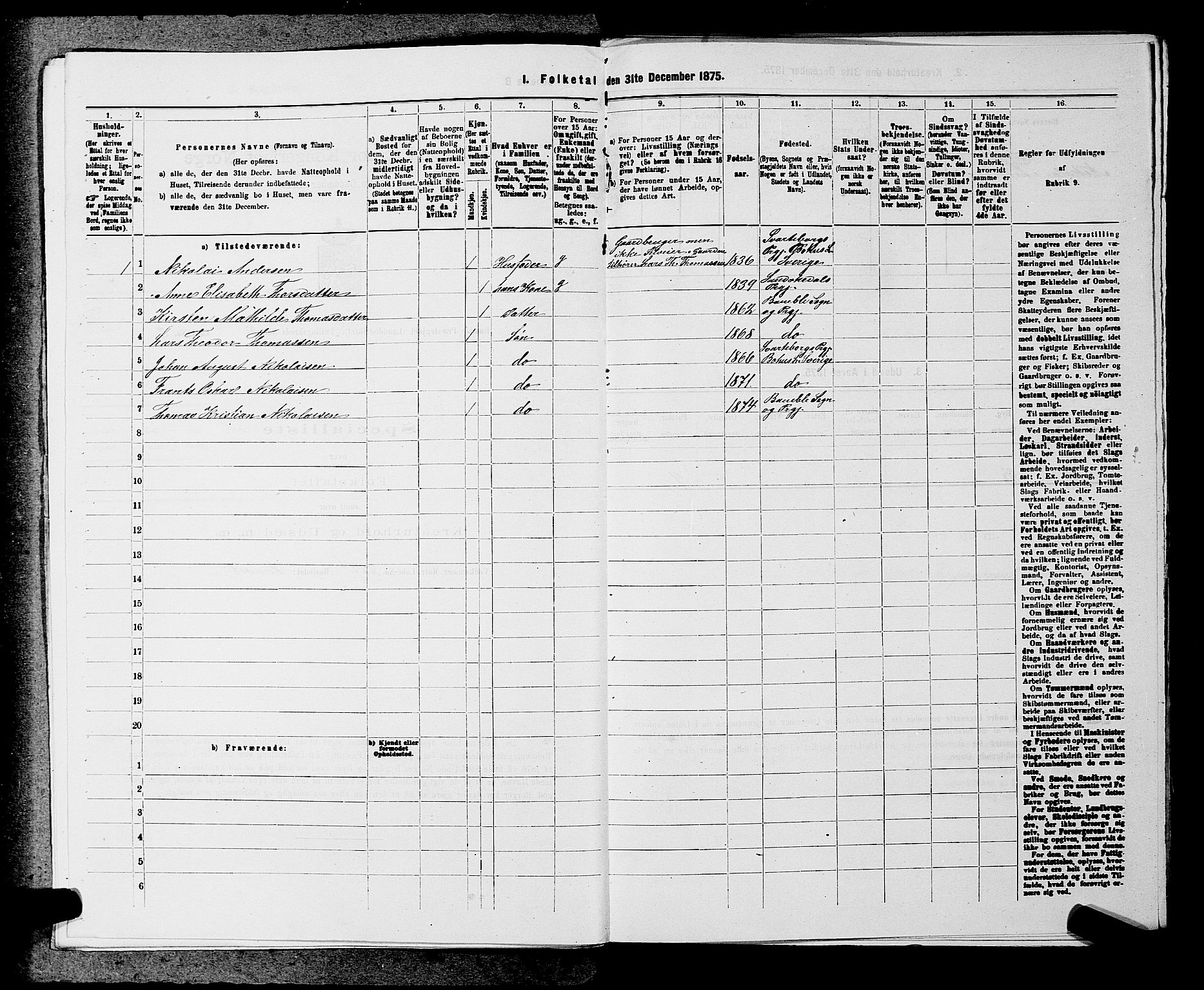 SAKO, 1875 census for 0814L Bamble/Bamble, 1875, p. 1351