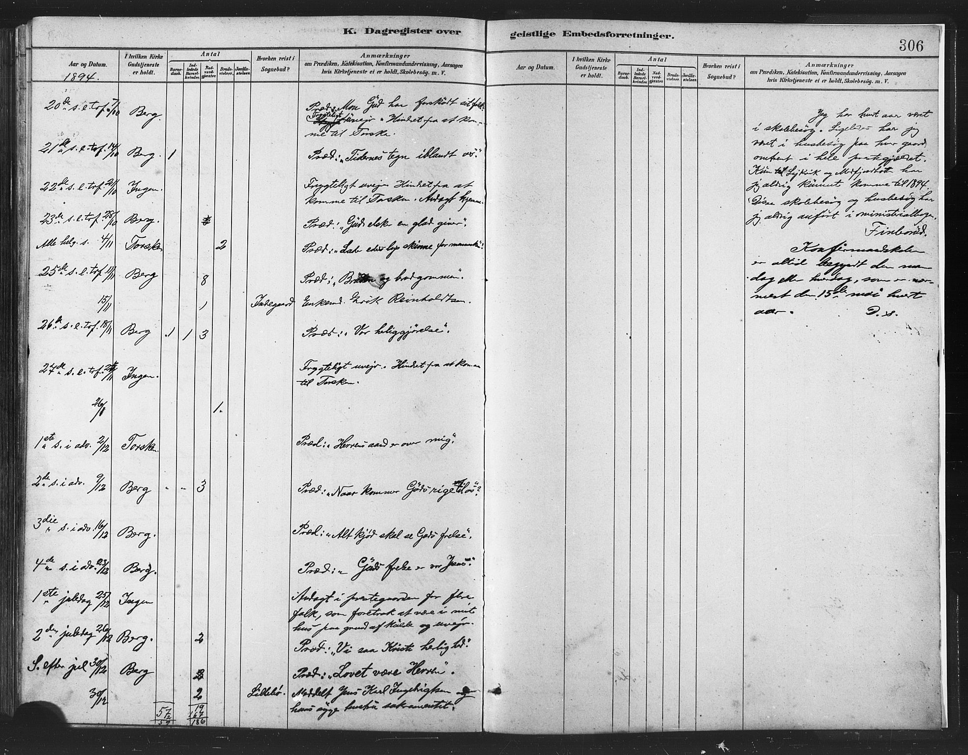 Berg sokneprestkontor, SATØ/S-1318/G/Ga/Gaa/L0004kirke: Parish register (official) no. 4, 1880-1894, p. 306
