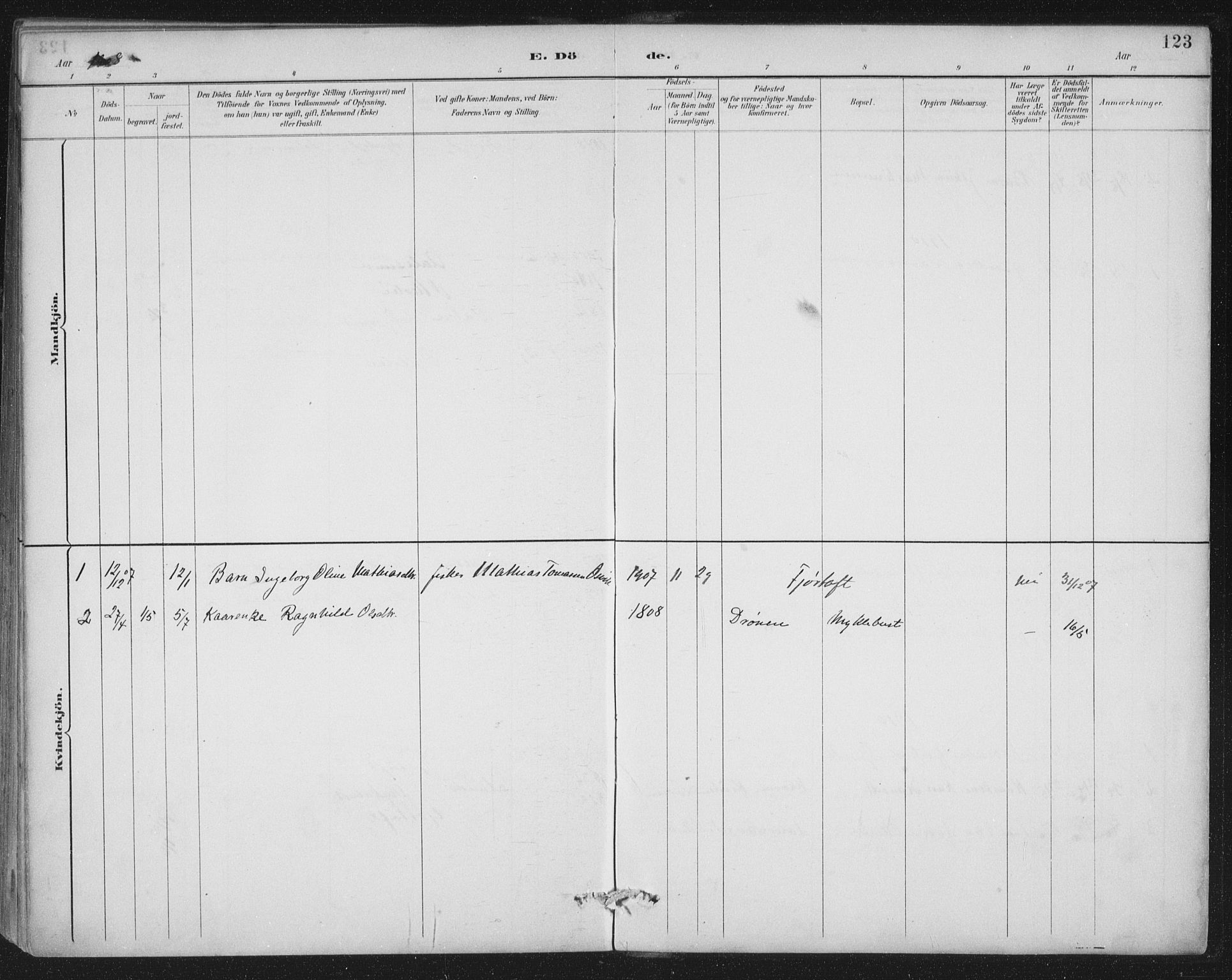 Ministerialprotokoller, klokkerbøker og fødselsregistre - Møre og Romsdal, SAT/A-1454/538/L0522: Parish register (official) no. 538A01, 1884-1913, p. 123