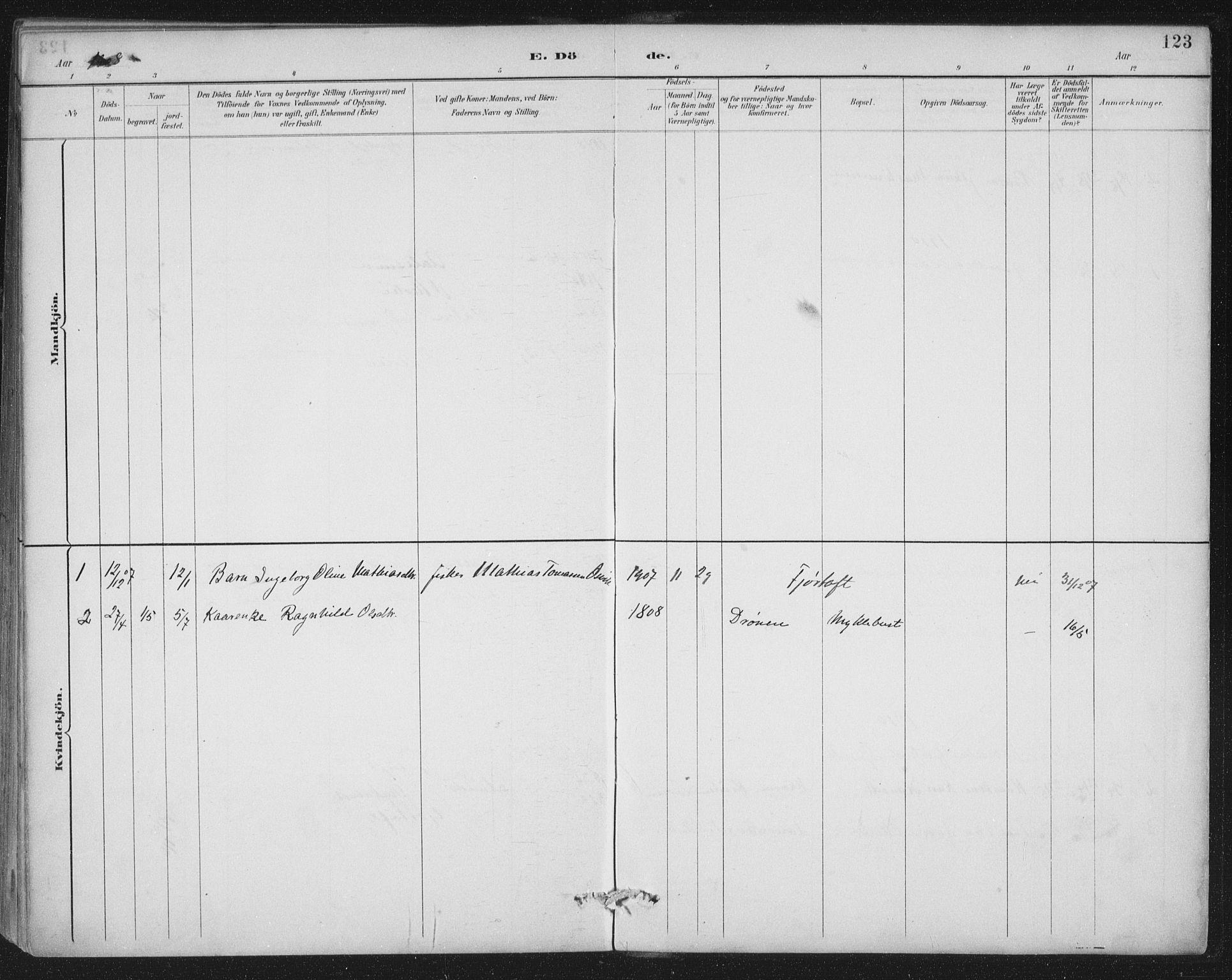 Ministerialprotokoller, klokkerbøker og fødselsregistre - Møre og Romsdal, AV/SAT-A-1454/538/L0522: Parish register (official) no. 538A01, 1884-1913, p. 123