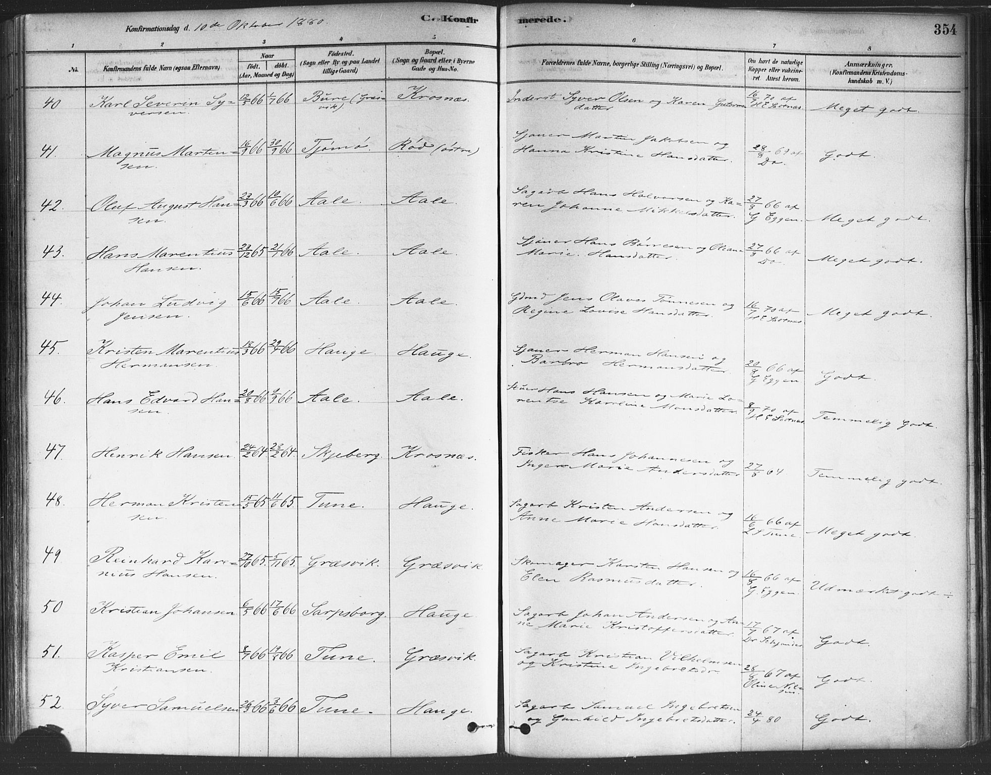 Onsøy prestekontor Kirkebøker, SAO/A-10914/F/Fa/L0005: Parish register (official) no. I 5, 1878-1898, p. 354