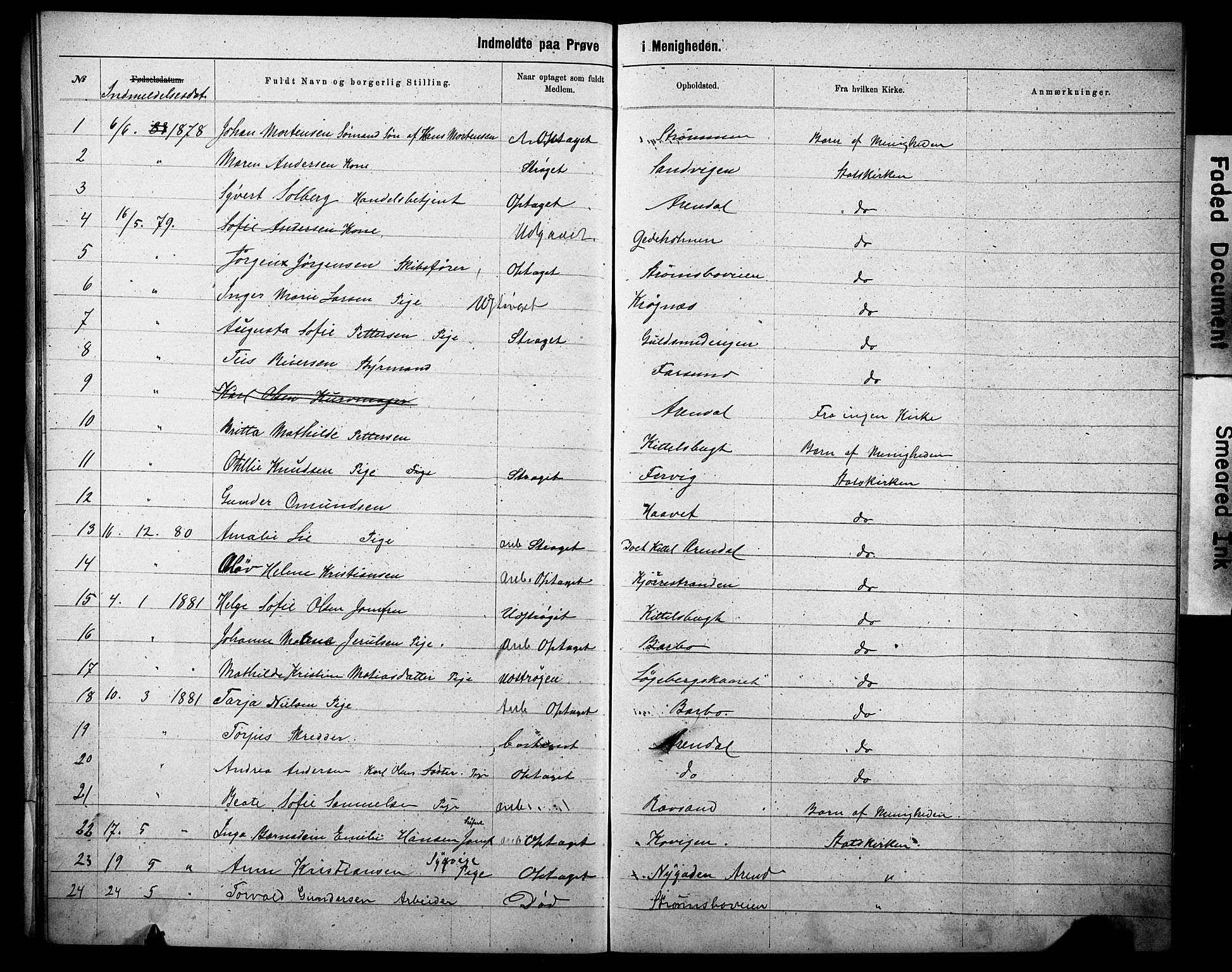 Metodistmenigheten, Arendal, AV/SAK-1292-0011/F/Fa/L0002: Dissenter register no. F-3, 1867-1884