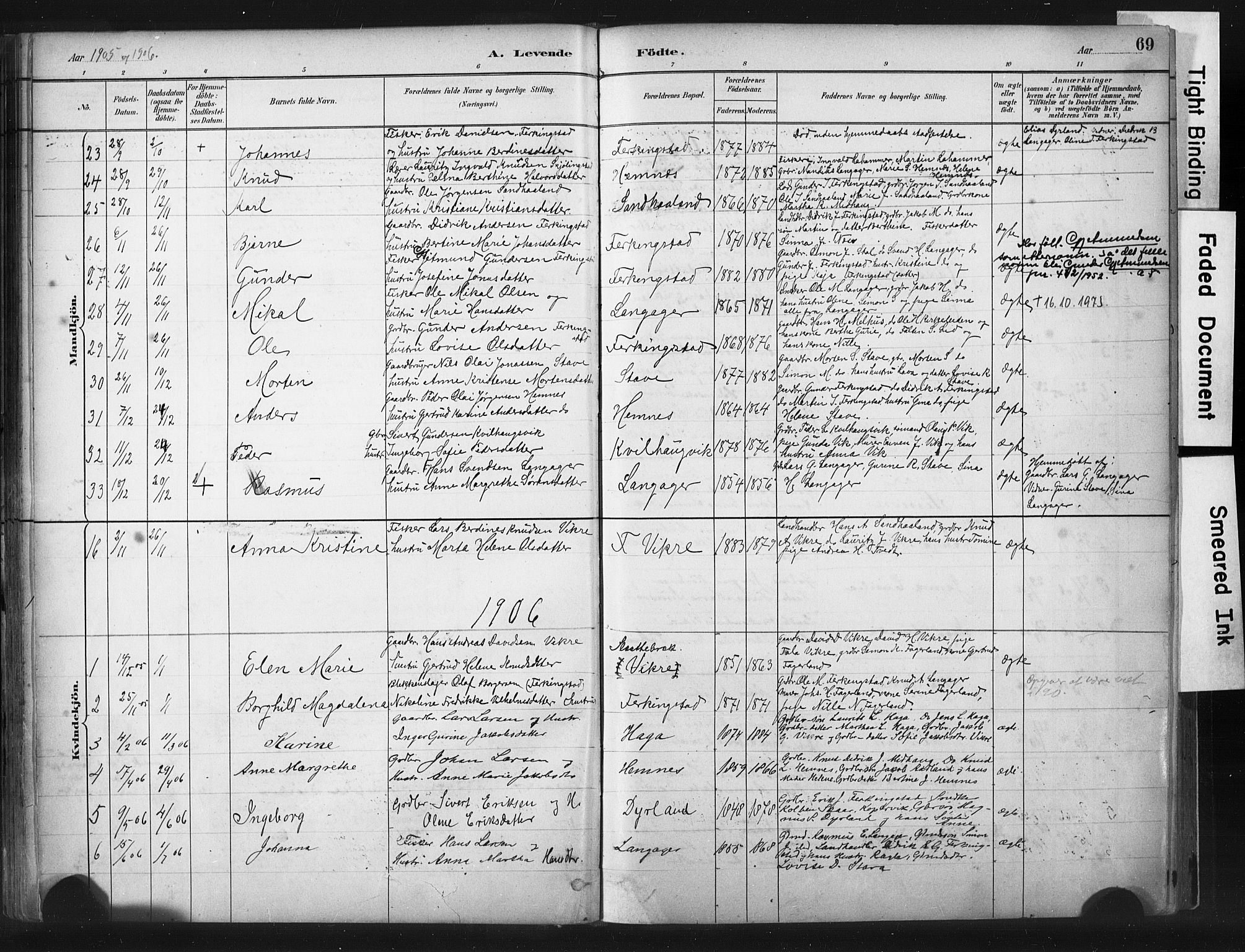 Skudenes sokneprestkontor, SAST/A -101849/H/Ha/Haa/L0010: Parish register (official) no. A 7, 1882-1912, p. 69