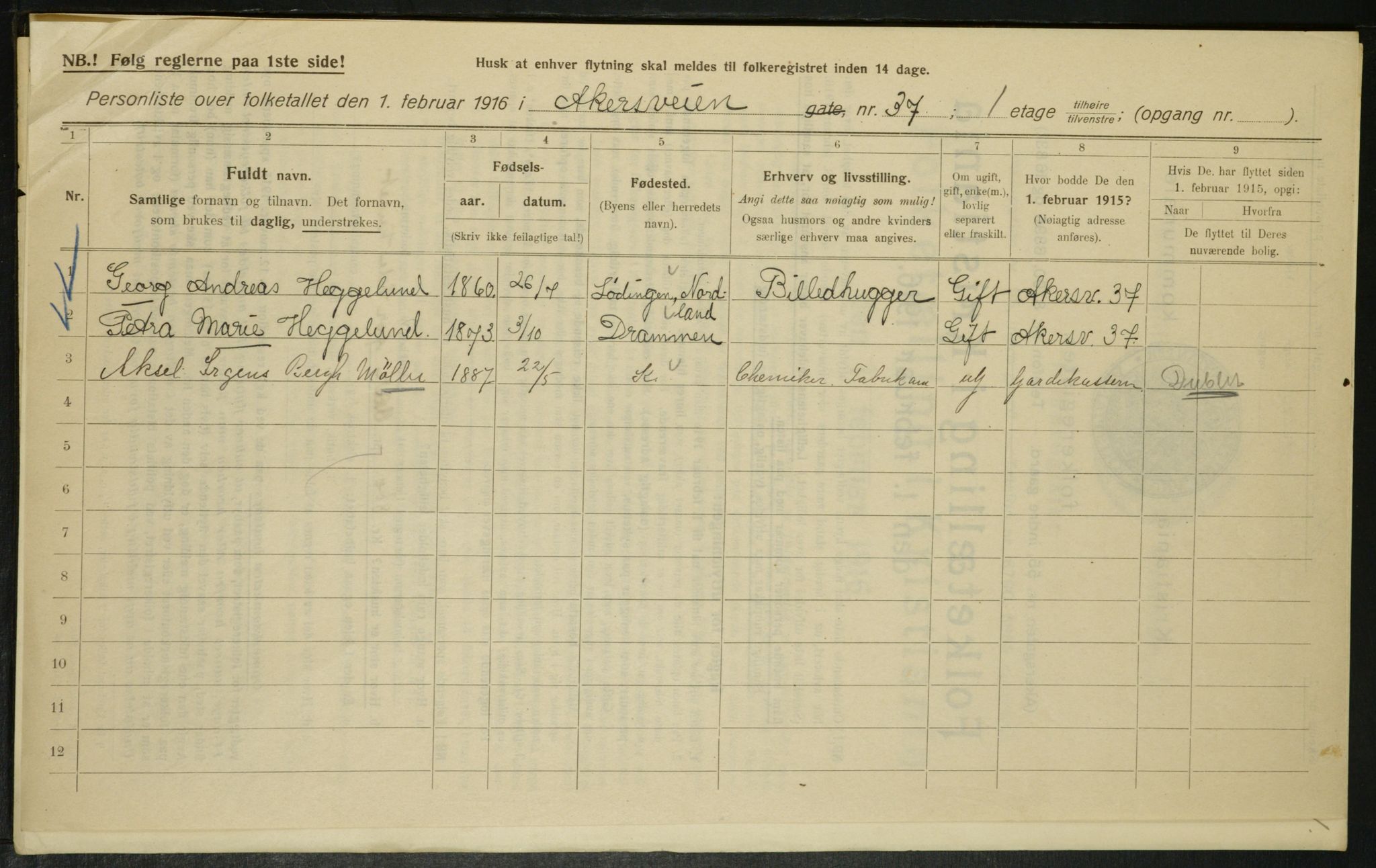 OBA, Municipal Census 1916 for Kristiania, 1916, p. 962